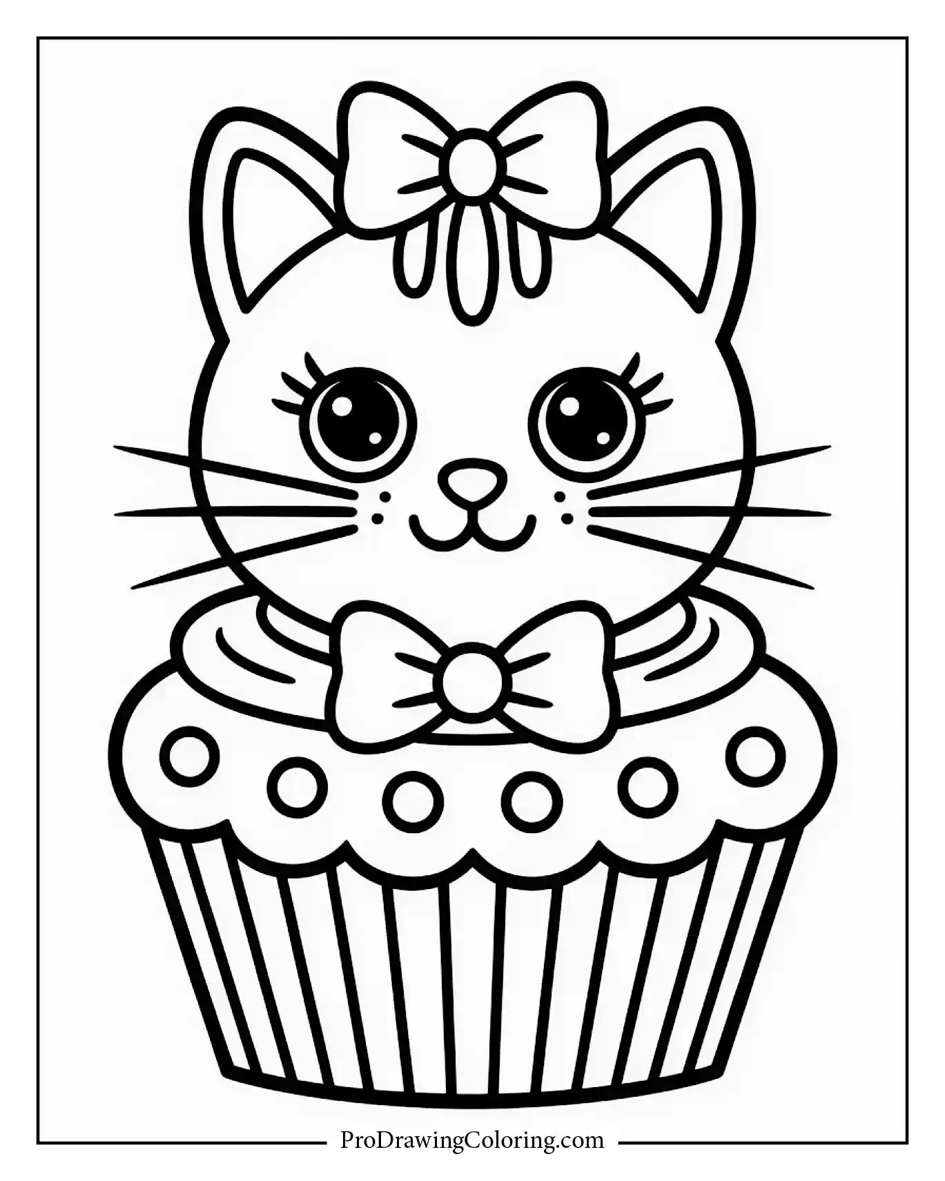 Cupcake coloring pages – cat cupcake printable with whiskers and ears