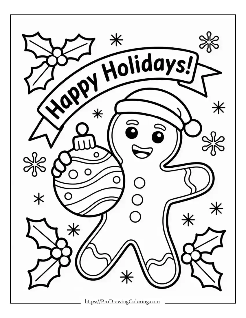 christmas gingerbread man coloring page Printable Christmas gingerbread man with ornaments