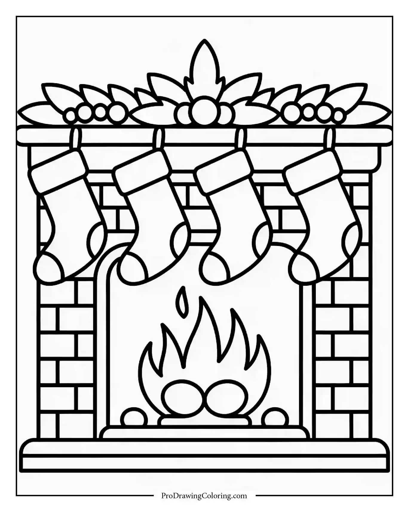 christmas stockings winter coloring page Christmas stockings hanging in winter scene