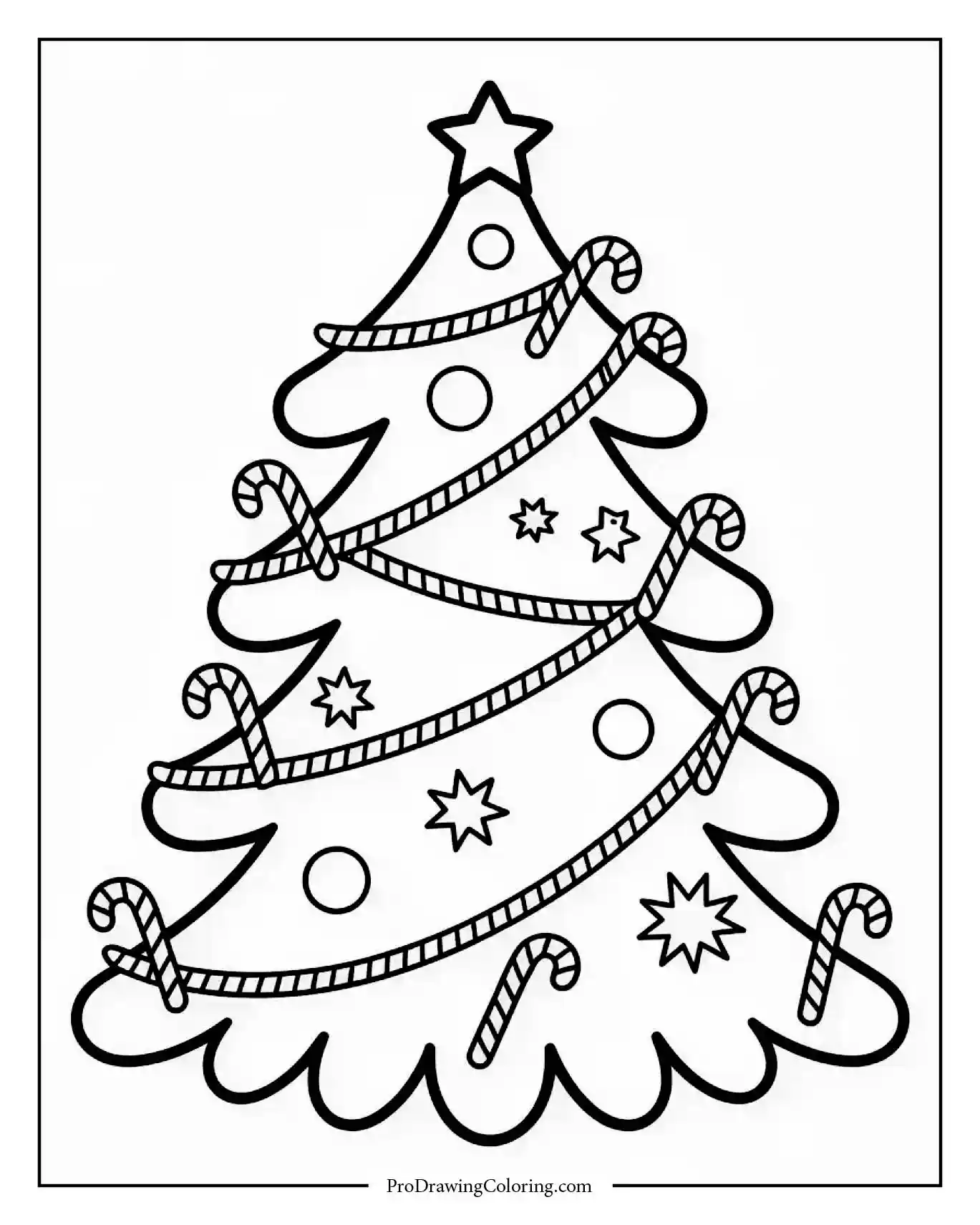 christmas tree with candy canes coloring page Christmas tree decorated with hanging candy canes