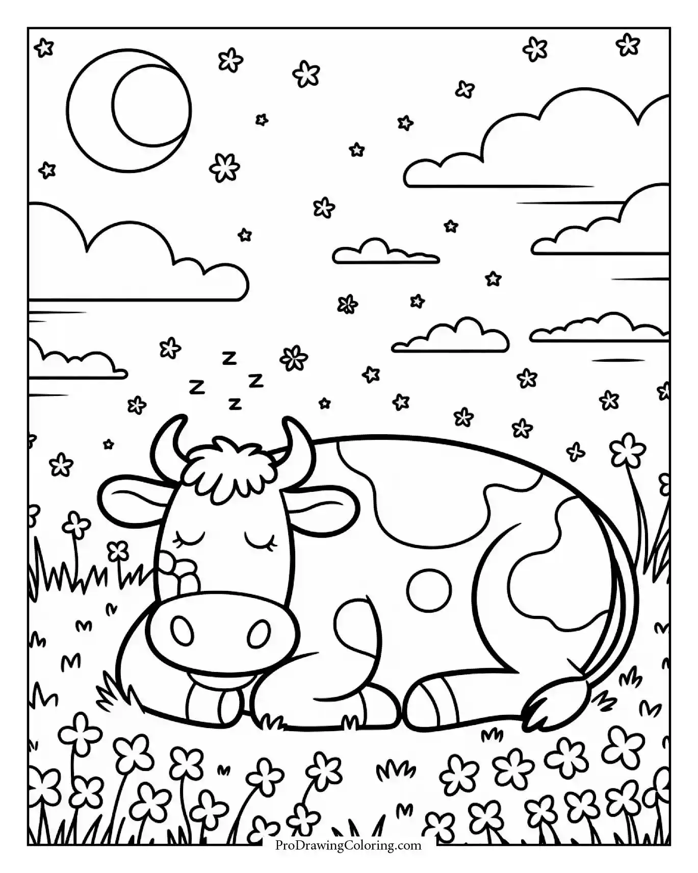 cow sleeping clover free