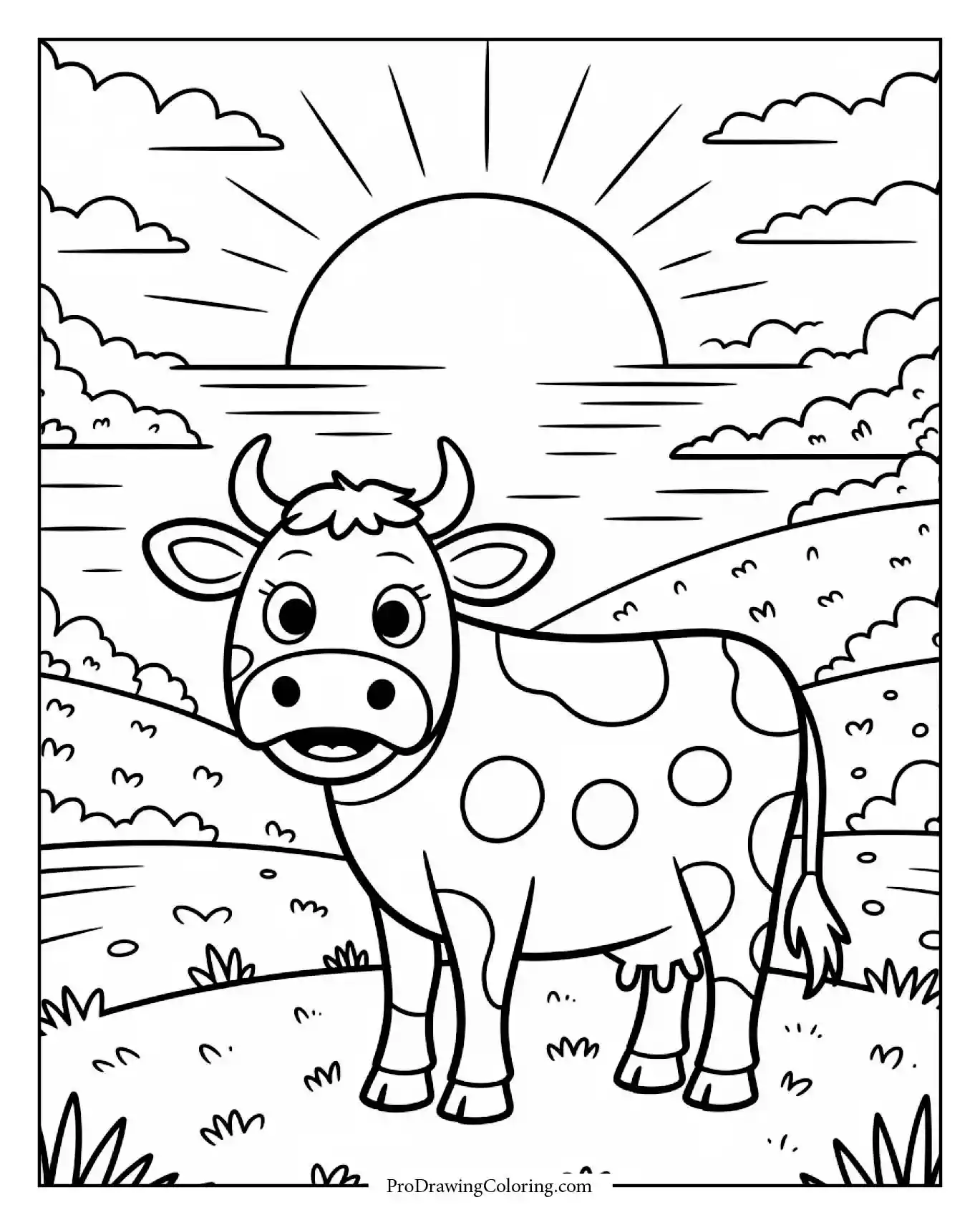 cow sunrise hills printable