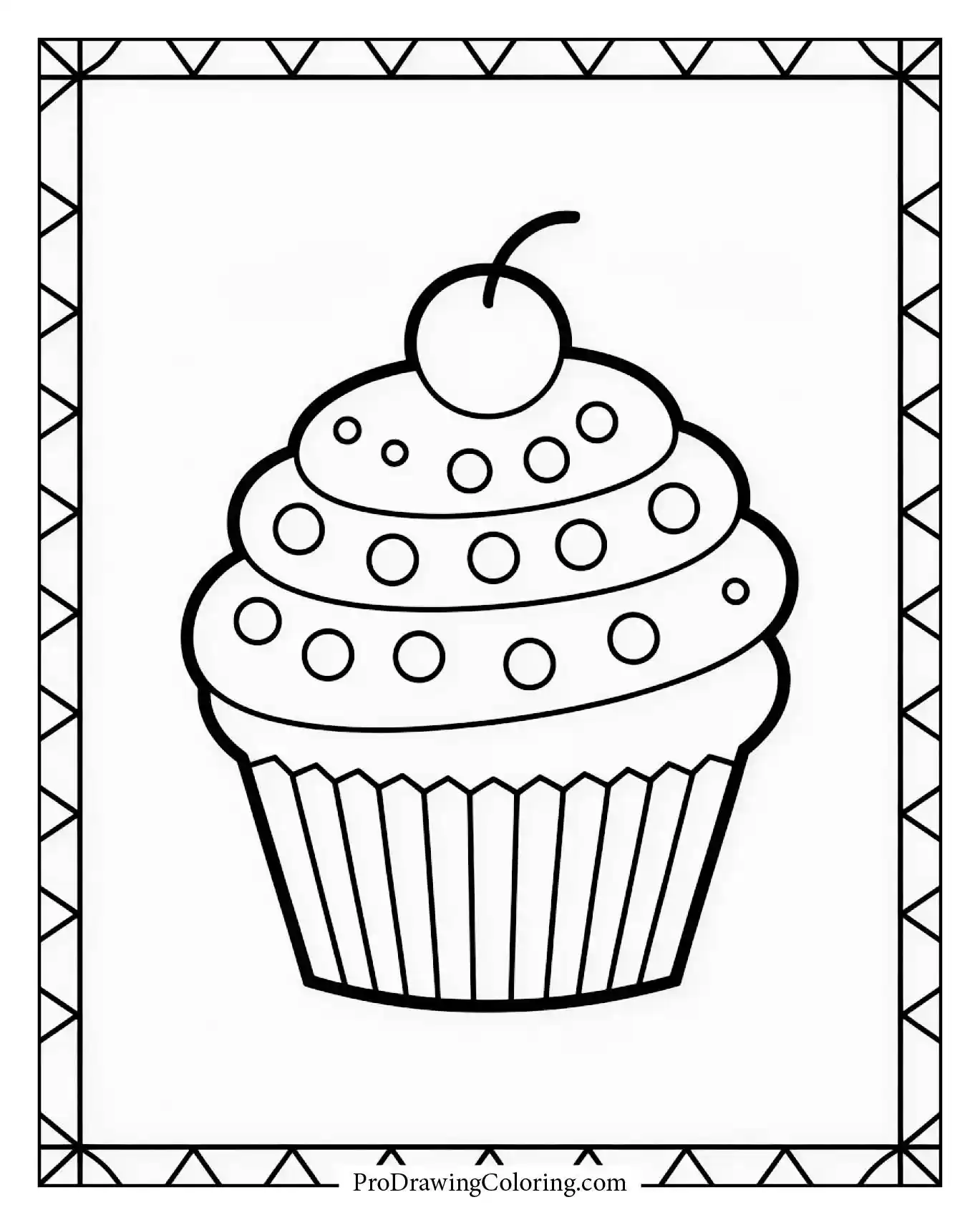Cupcake coloring pages – shapes border worksheet with cupcakes