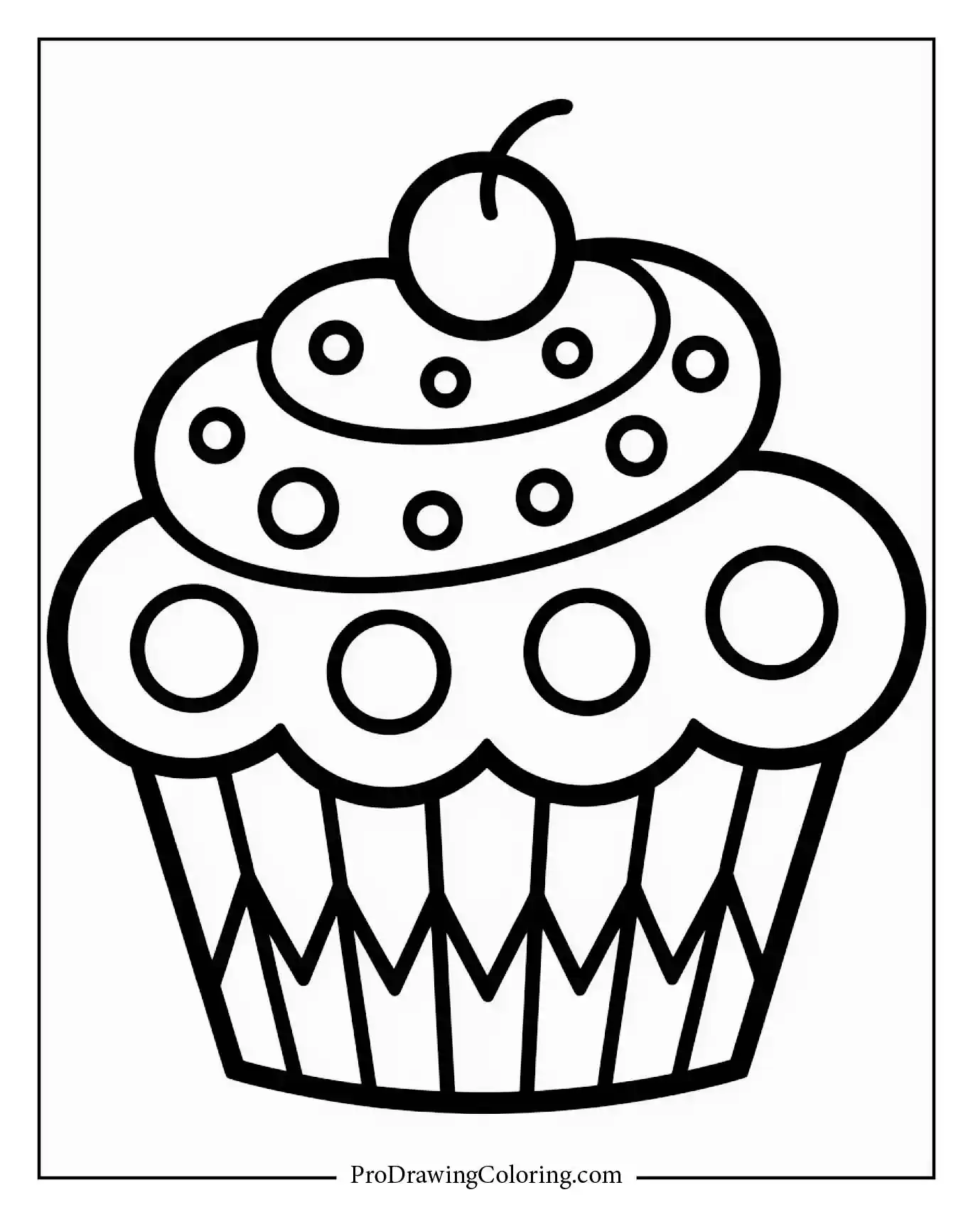 Cupcake coloring pages – zigzag border cupcake coloring page