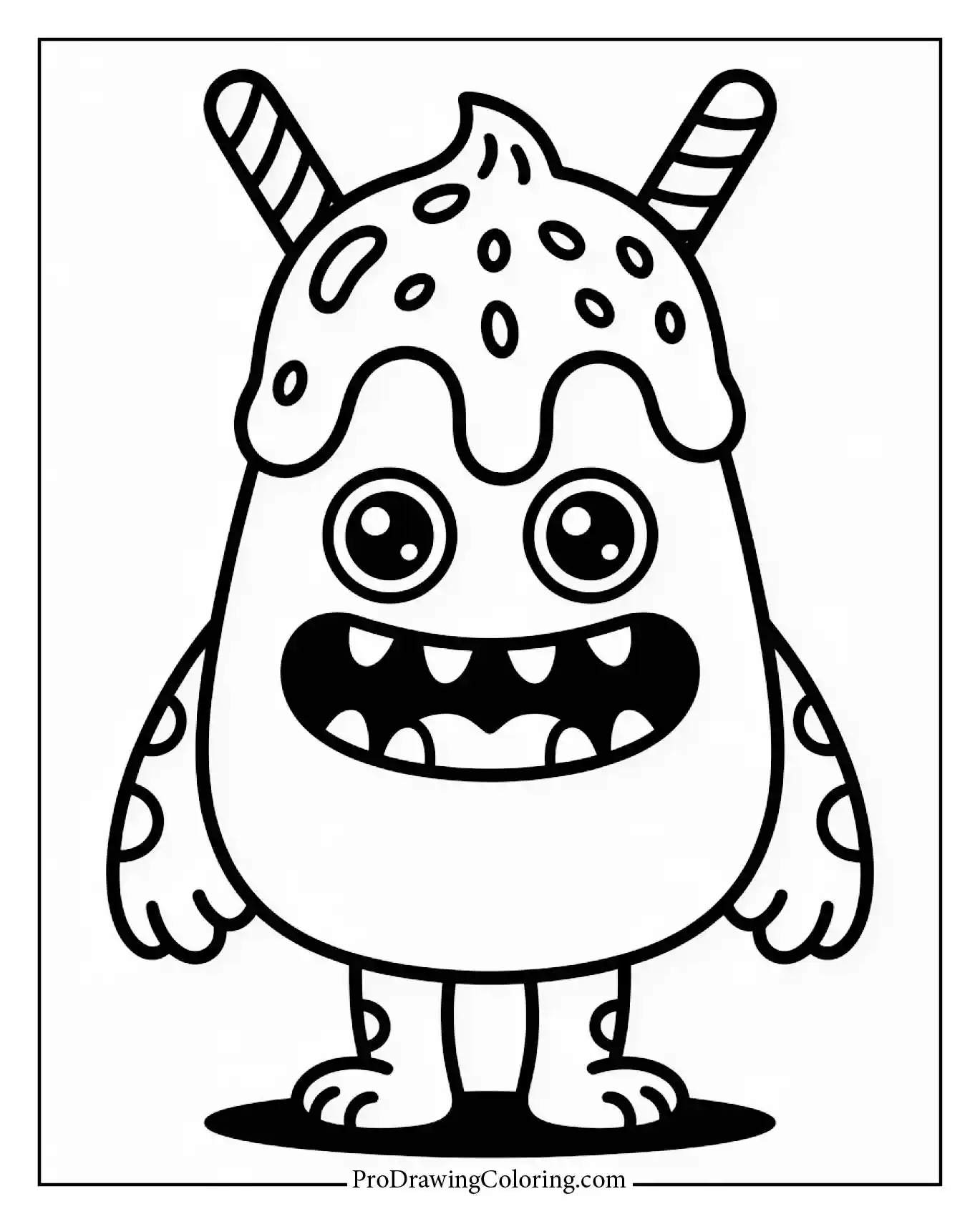 Cute Ice Cream Monster illustration as a creative ice cream picture to color