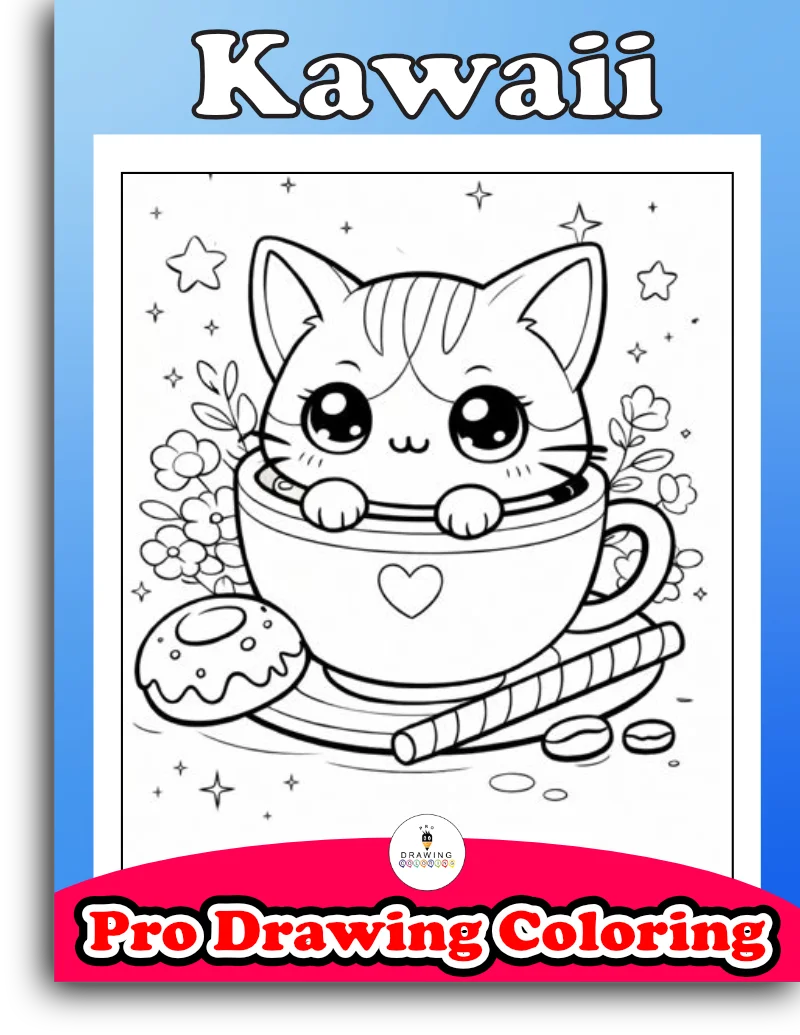 An adorable kitten in a teacup, these kawaii coloring pages are a super easy free printable for girls.