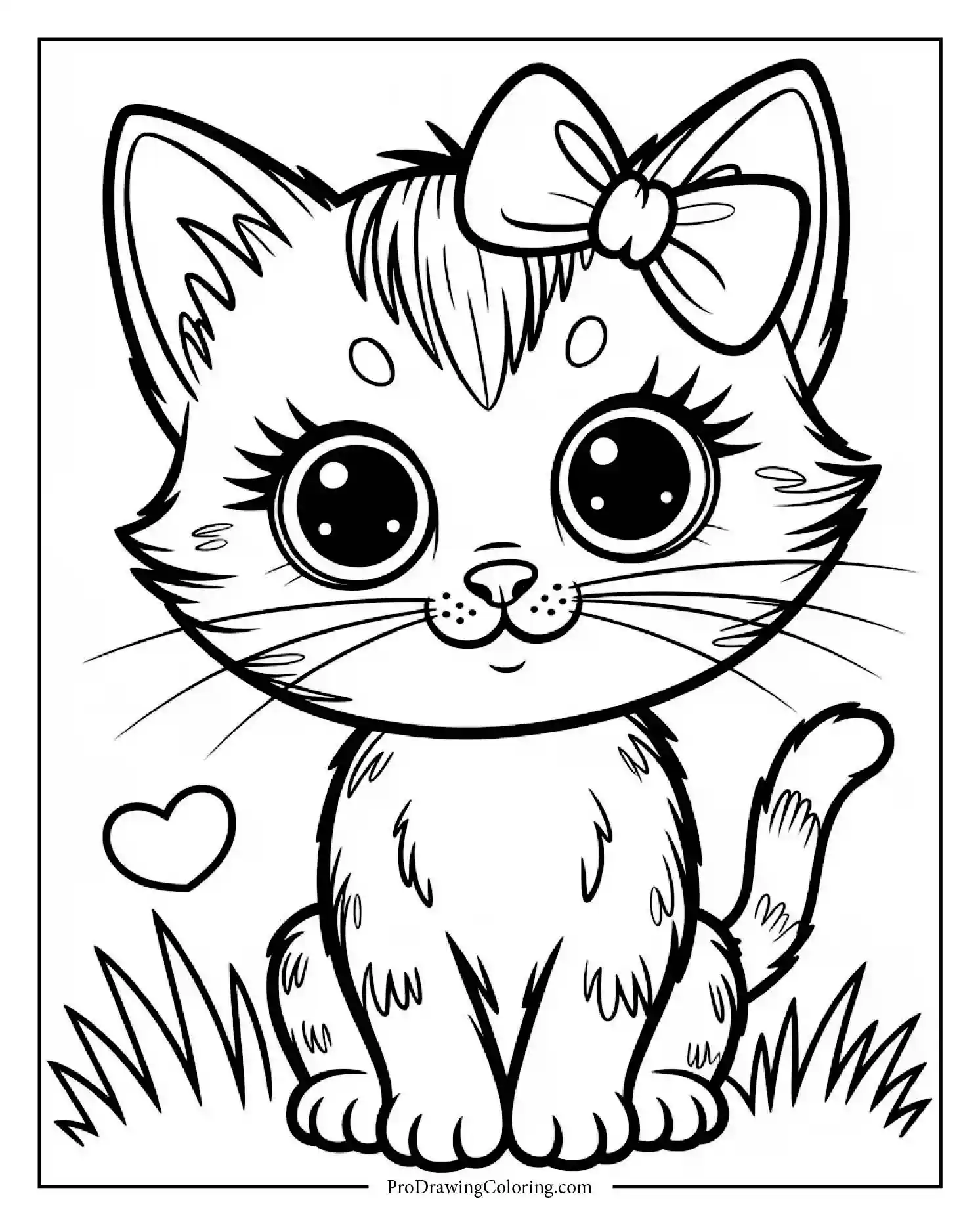 cute kitten coloring page Cute kitten coloring page with big eyes and happy smile, fun for kids