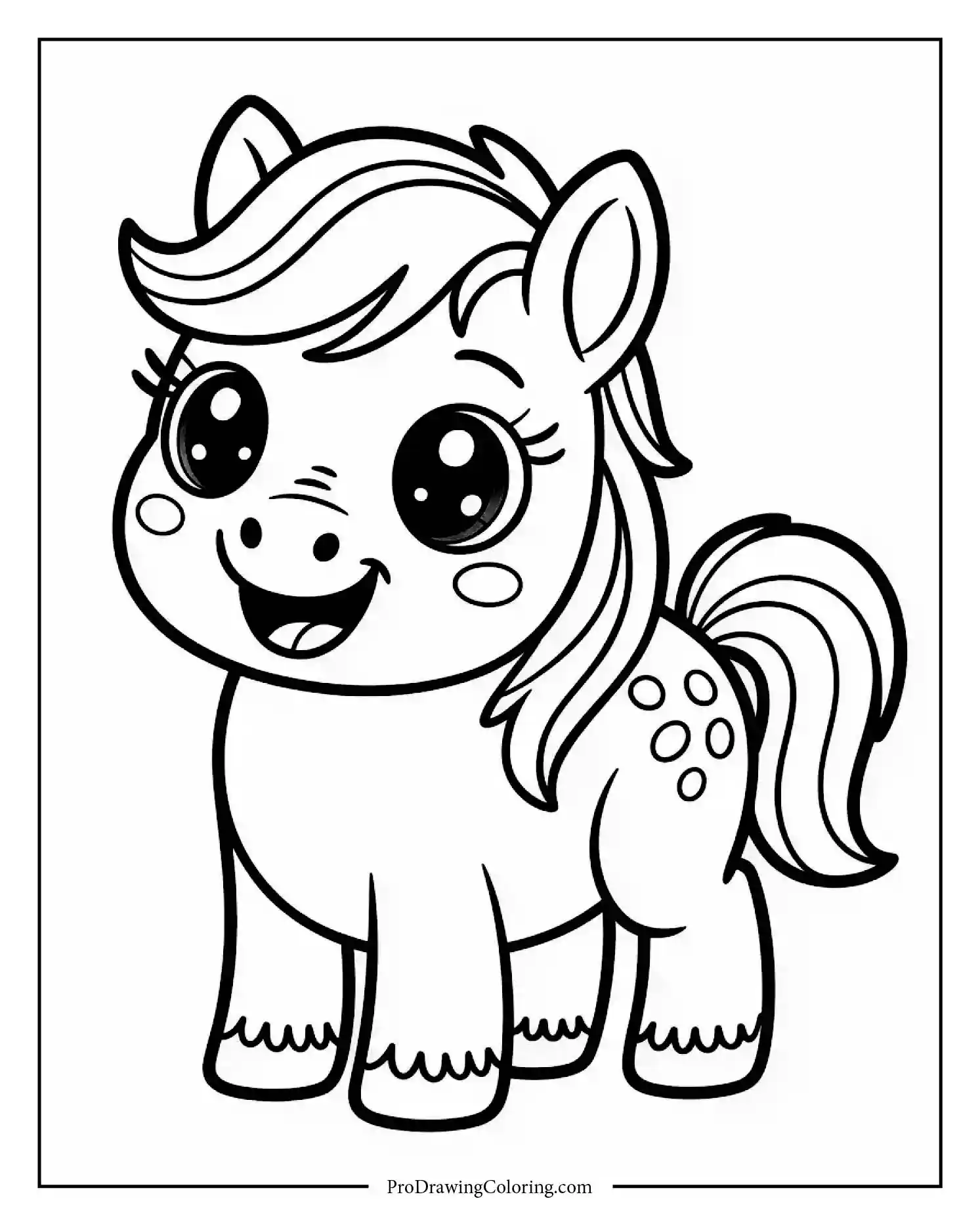 cute pony for kids coloring page Adorable pony horse coloring page for children, simple and fun to print