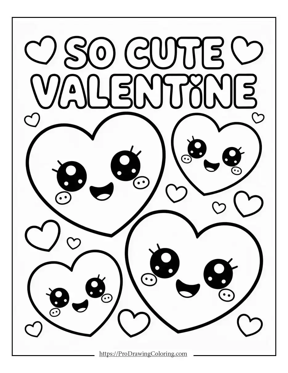 Valentine’s Day cute heart characters smiling together