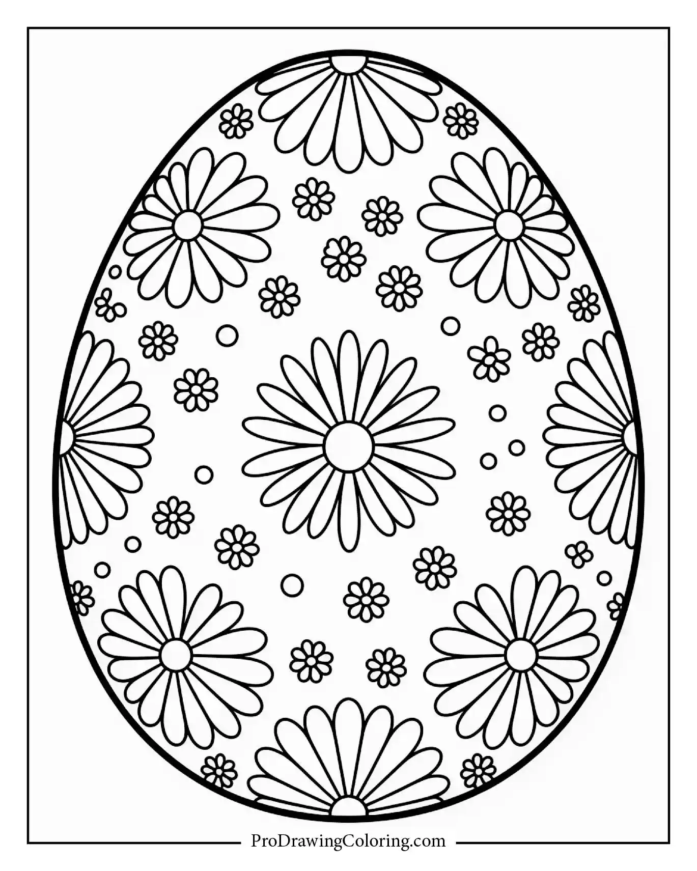 An elegant Easter egg with floral lace patterns and soft outlines.