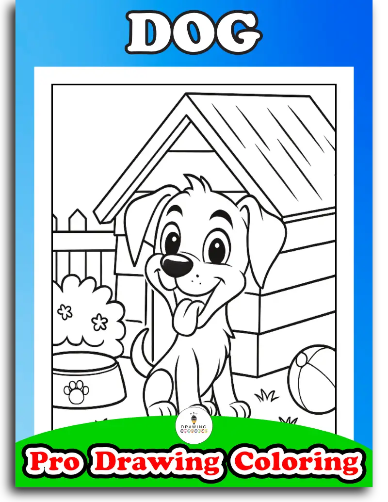 Cute dog and puppy coloring pages for family, printable pet images.