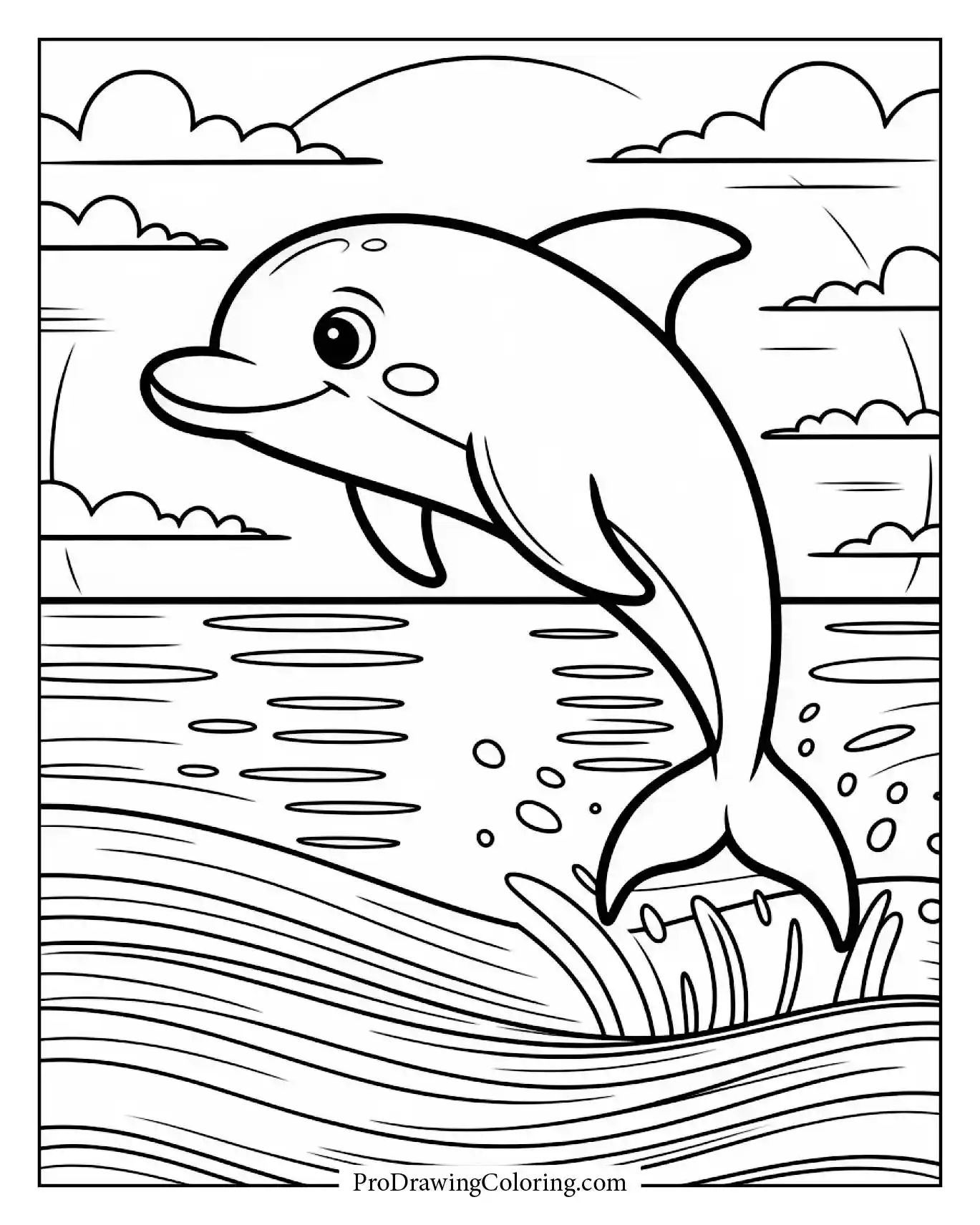 Beautiful dolphin leaping at sunset, a relaxing printable dolphin