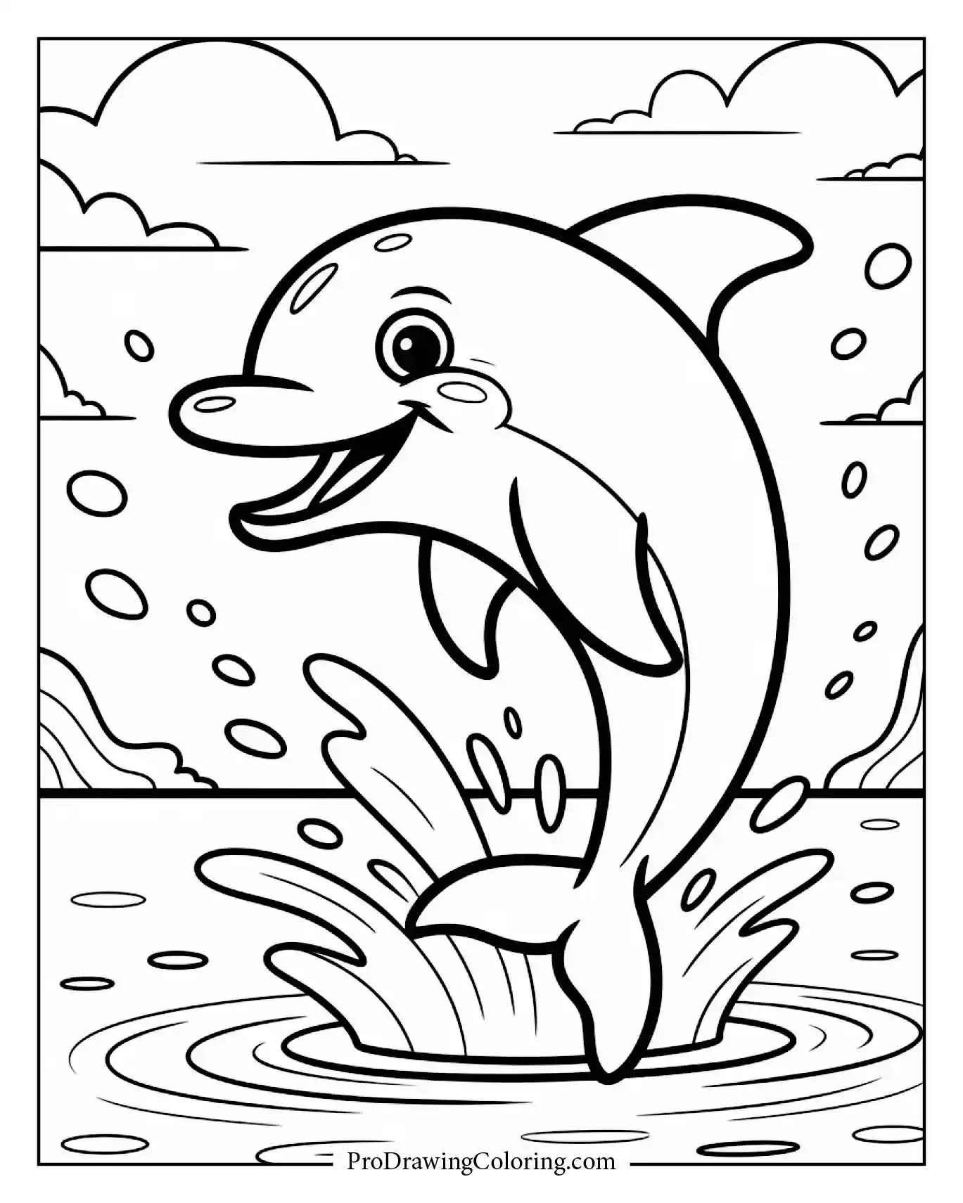 Happy dolphin splashing water joyfully