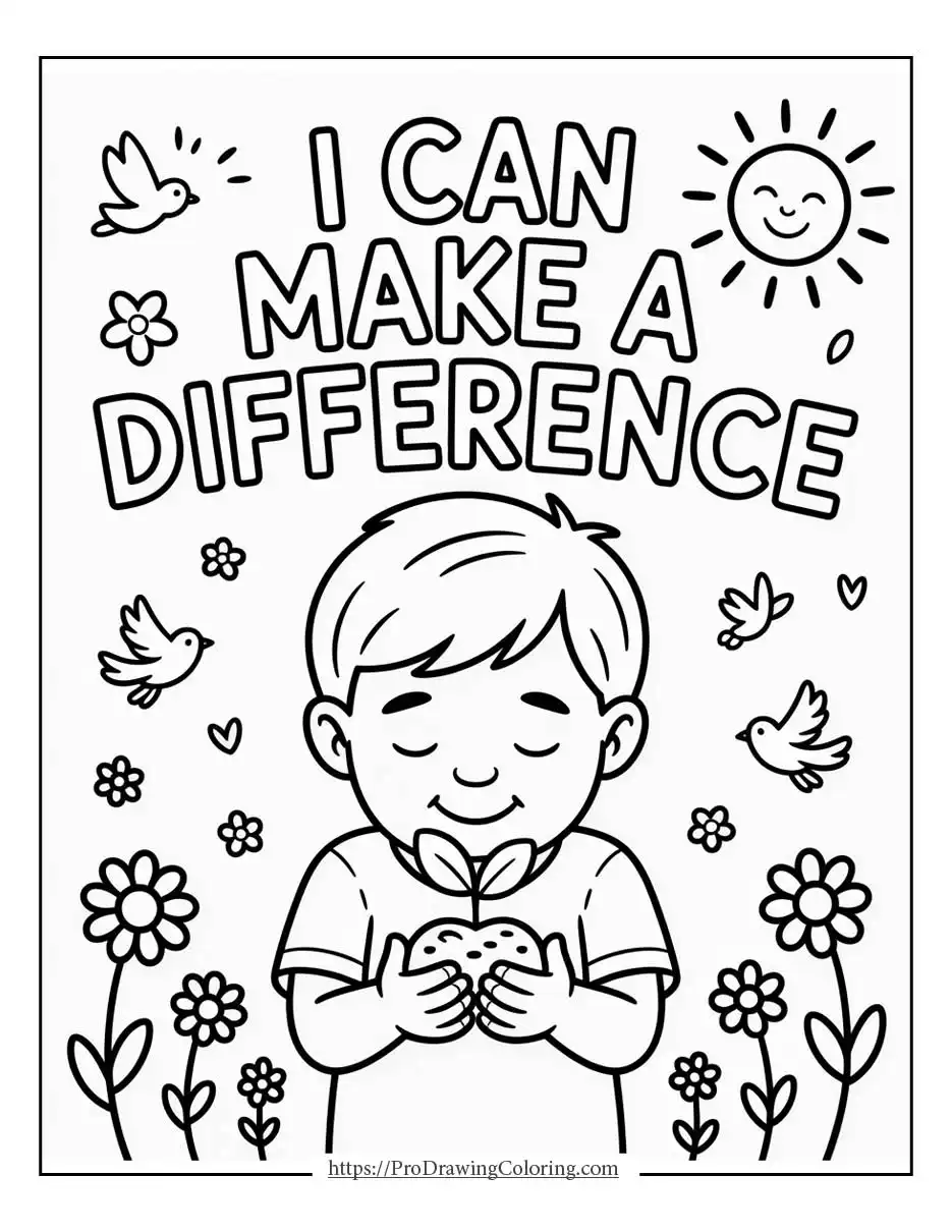 Earth day coloring pages printable with a positive message about protecting nature