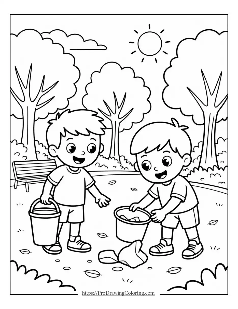 Earth day coloring pages with reduce reuse recycle message and everyday objects