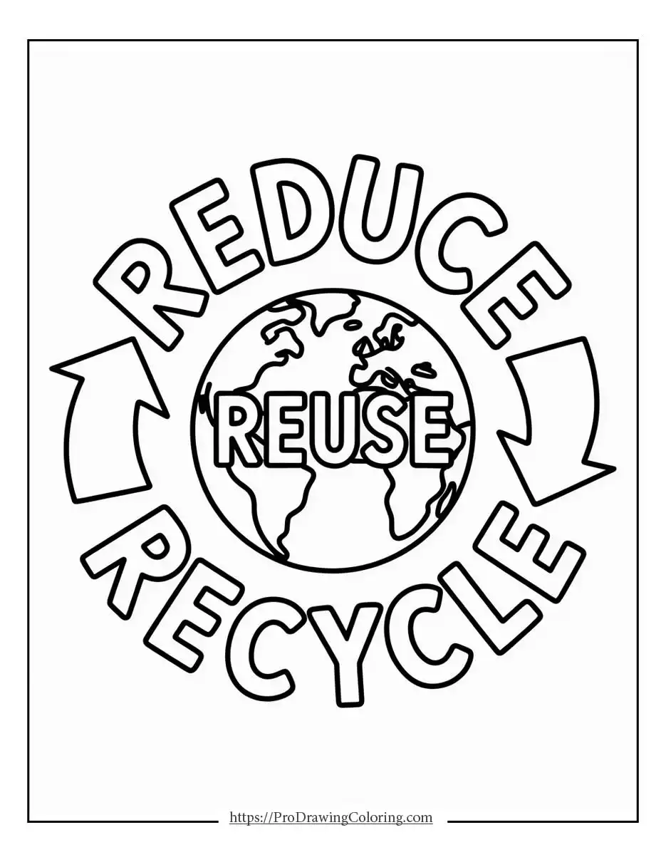 Reduce reuse recycle symbols surrounding the Earth for Earth Day awareness