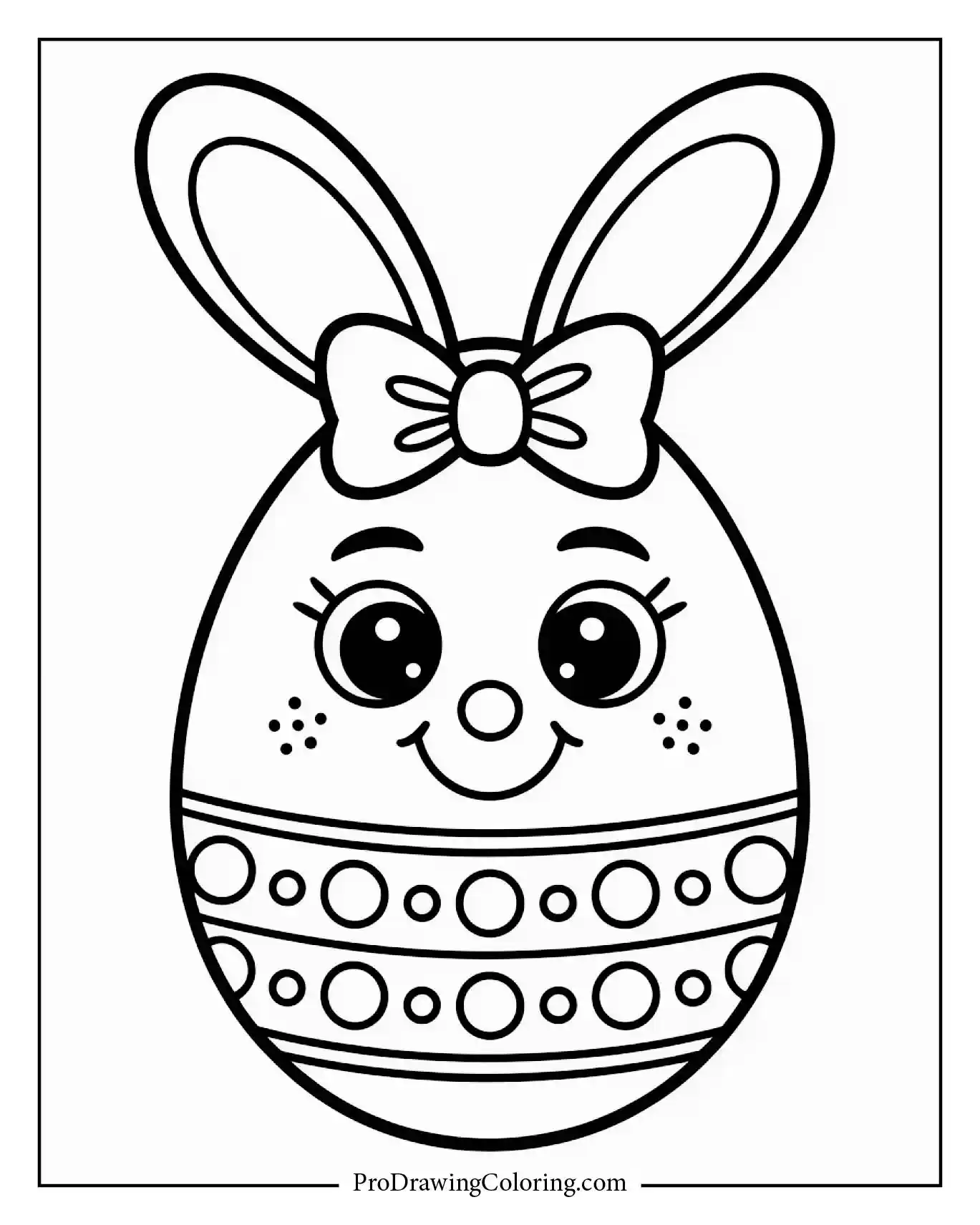 A big Easter egg with a smiling face and ribbon bow on top. A joyful Easter printable for kids and adults to enjoy.