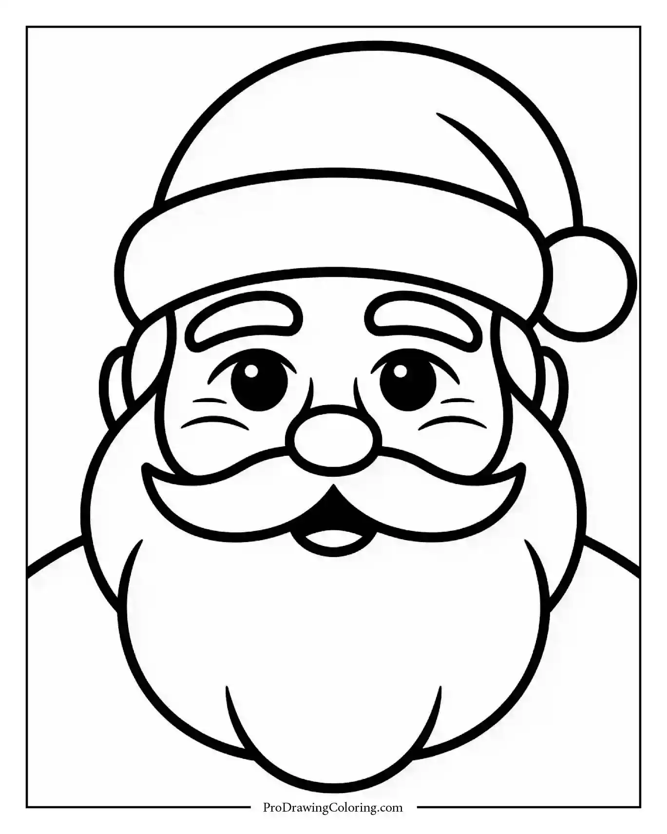easy santa face detailed coloring page Easy Santa Claus face with detailed beard and hat for adults