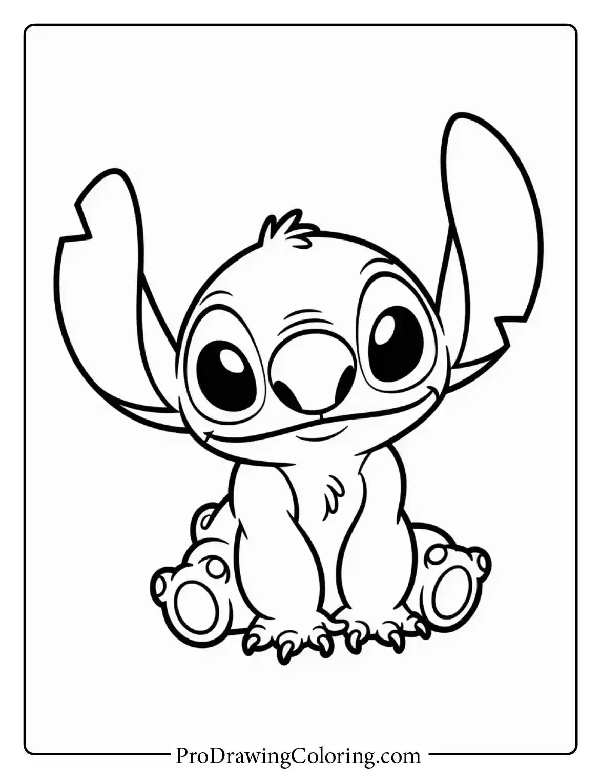Perfect easy stitch coloring pages featuring a happy sitting character, ideal to print for kids.