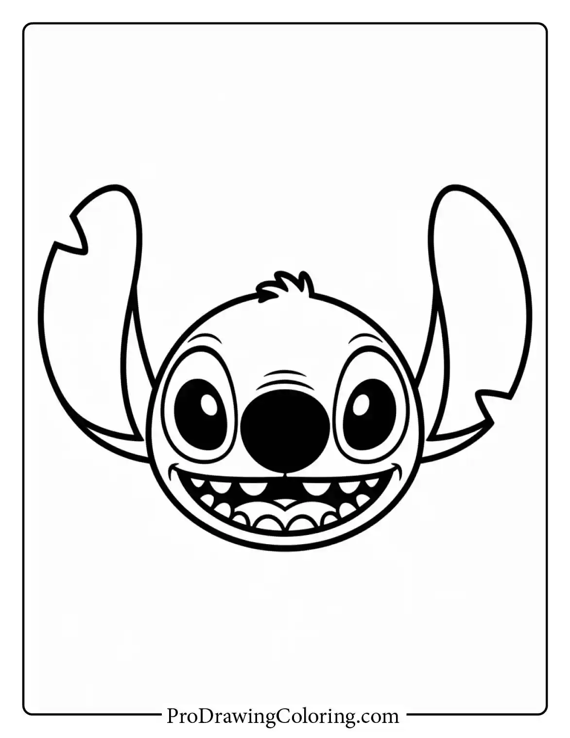 Simple easy stitch coloring pages showing a close up of his happy face for kids.