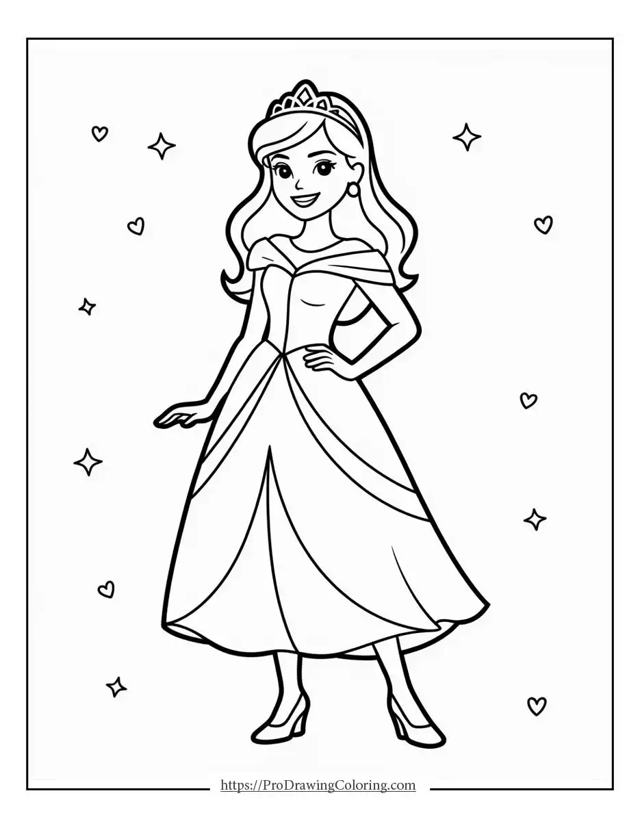 an elegant princess standing with a confident pose