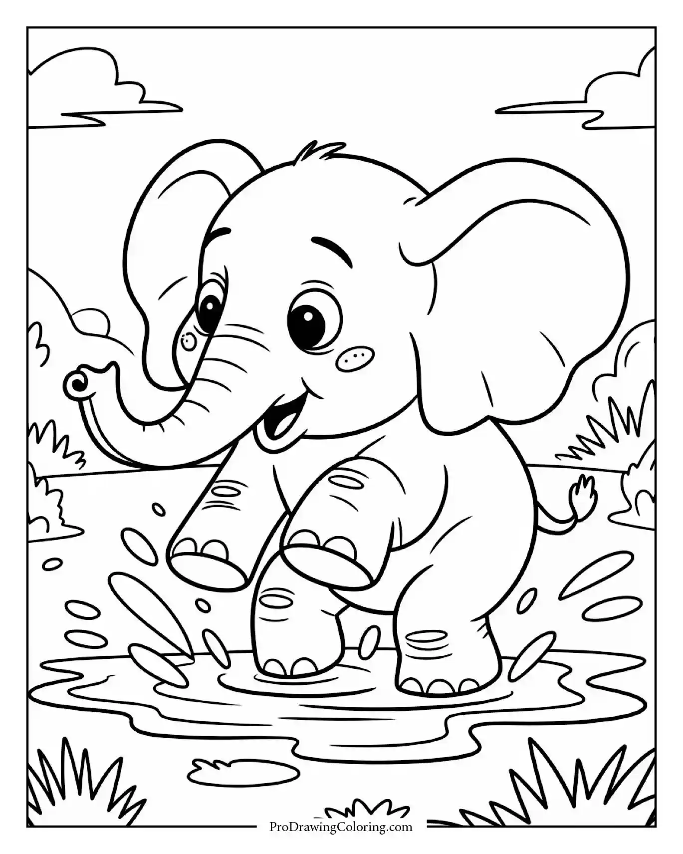 elephant baby mud puddle Cute baby elephant splashing mud joyfully
