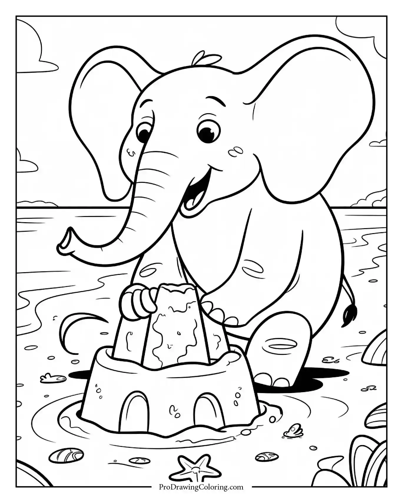 elephant coloring page beach day sheet elephant coloring page beach day sheet
