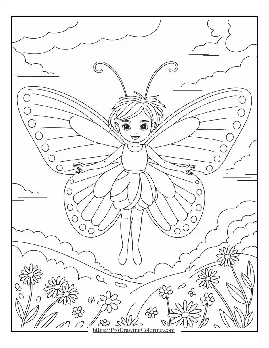fairy riding butterfly for kids Fairy flying on butterfly above garden