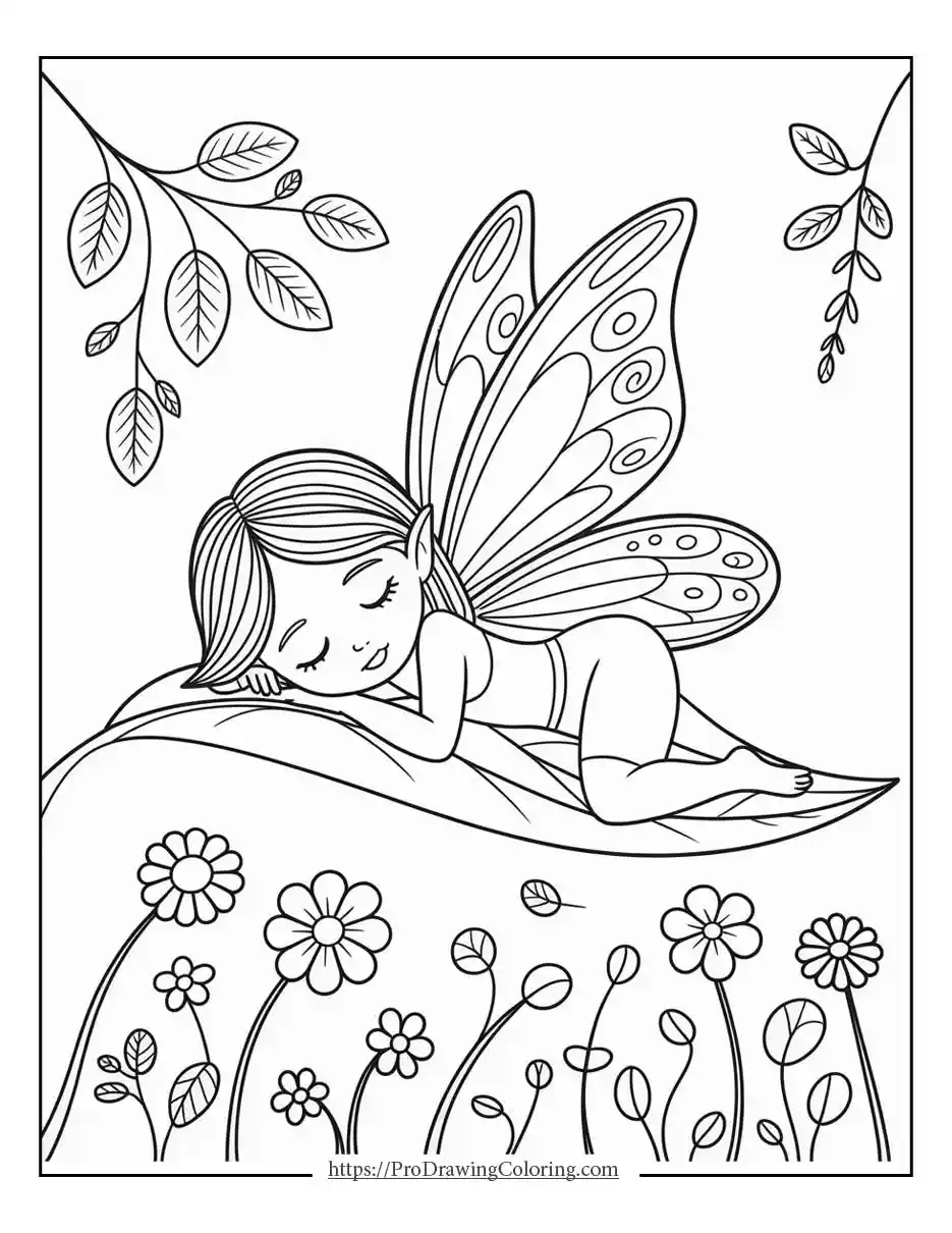 fairy sleeping on leaf Fairy sleeping peacefully on large leaf
