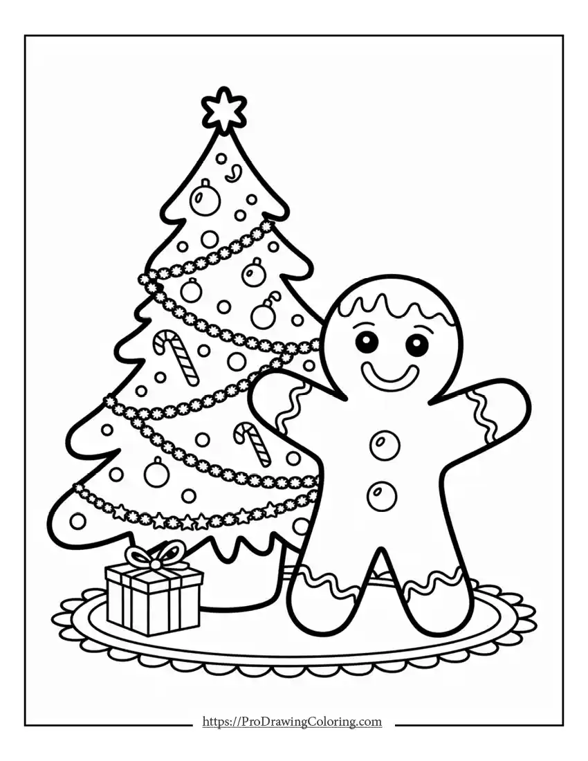 free gingerbread man coloring page Free gingerbread man coloring page with festive holiday background
