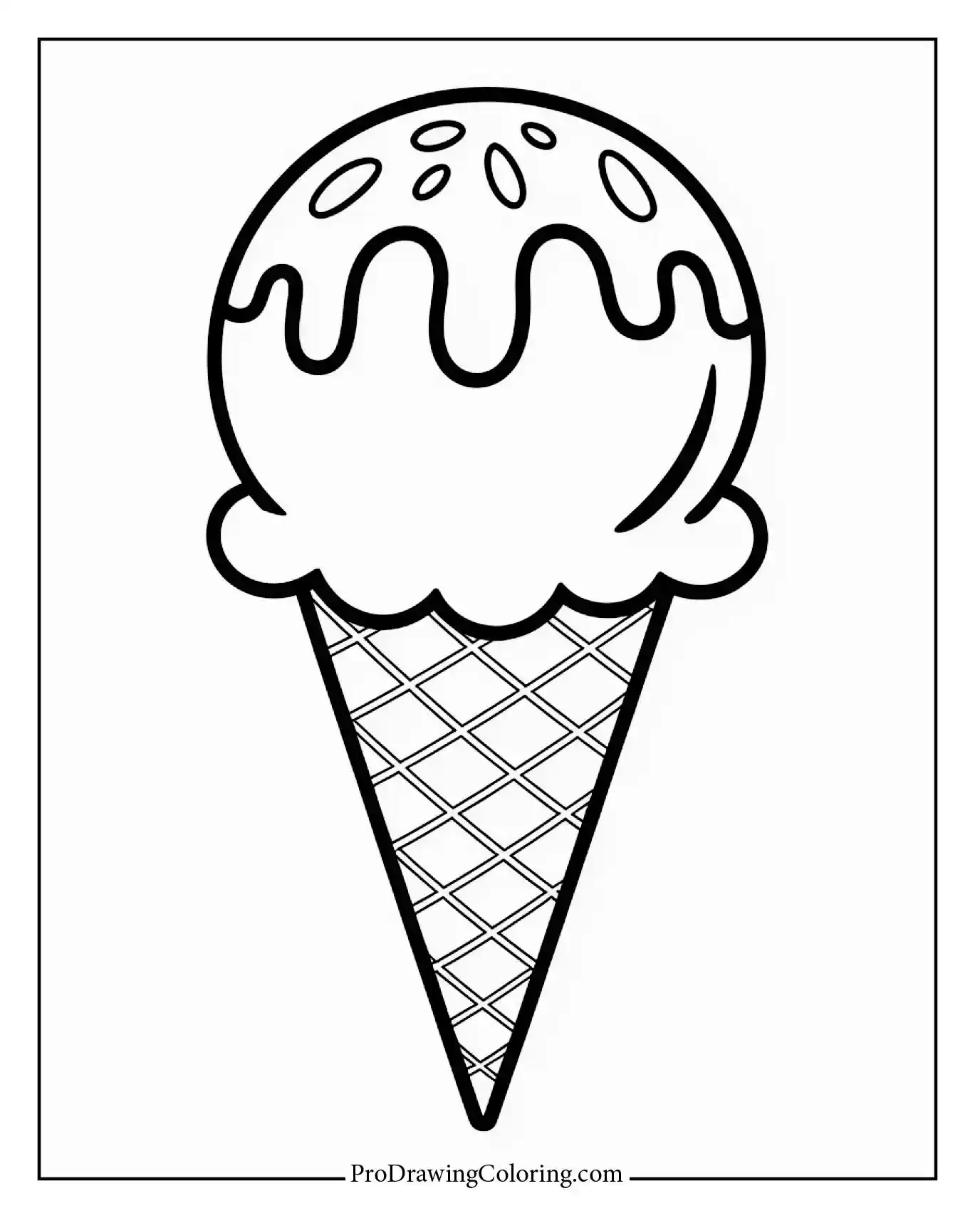 Printable ice cream coloring page featuring giant ice cream scoop