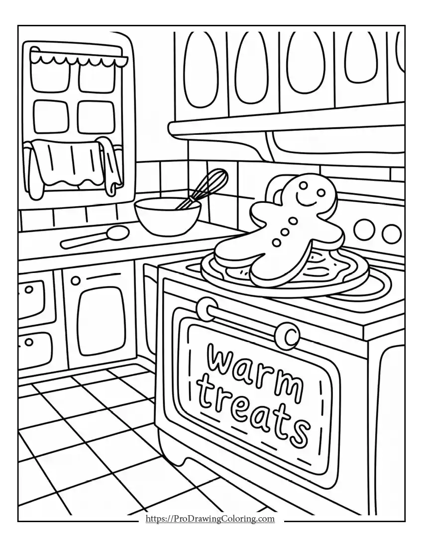 gingerbread man baking scene Gingerbread man in a baking kitchen scene