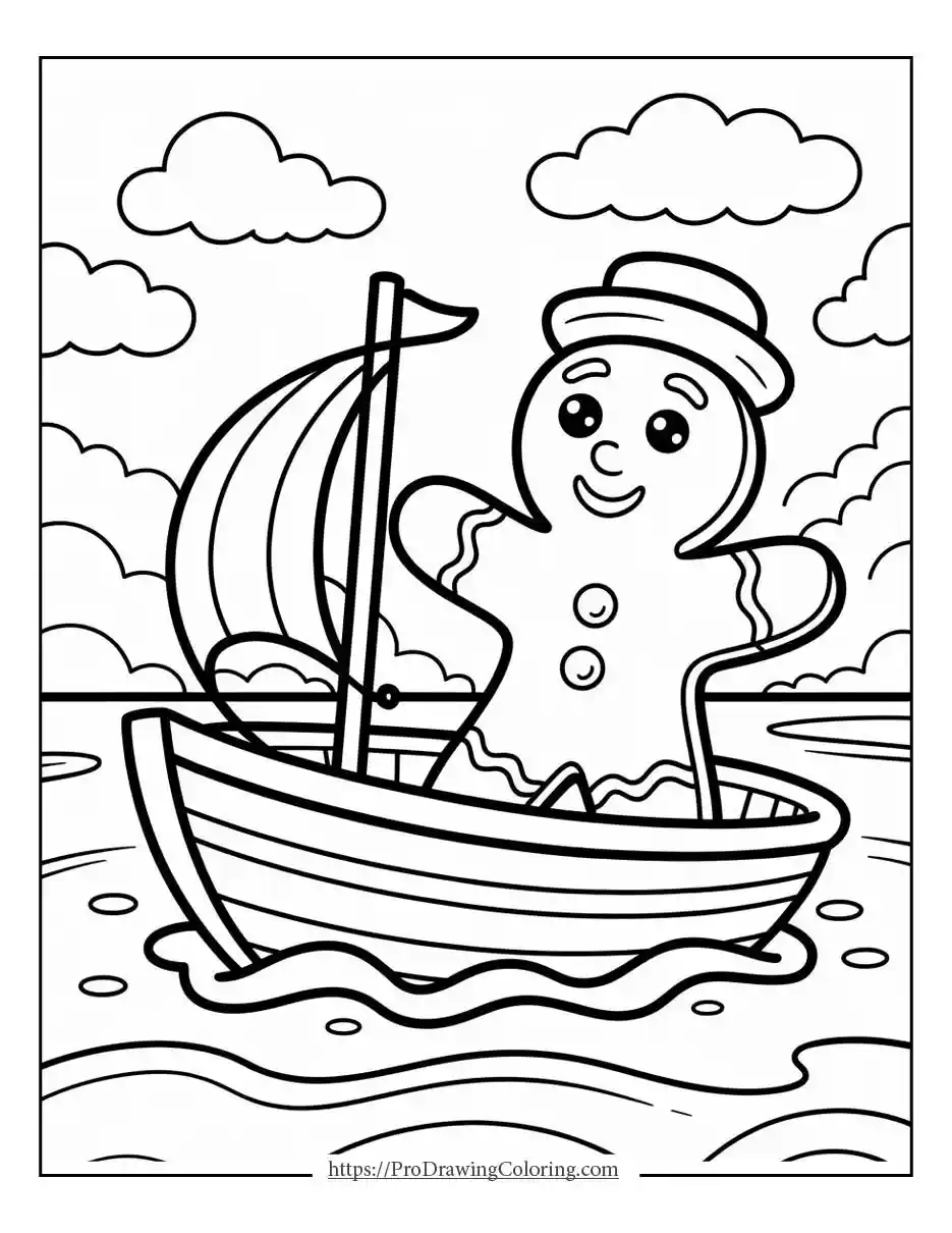 gingerbread man boat Gingerbread man sailing on a wooden boat