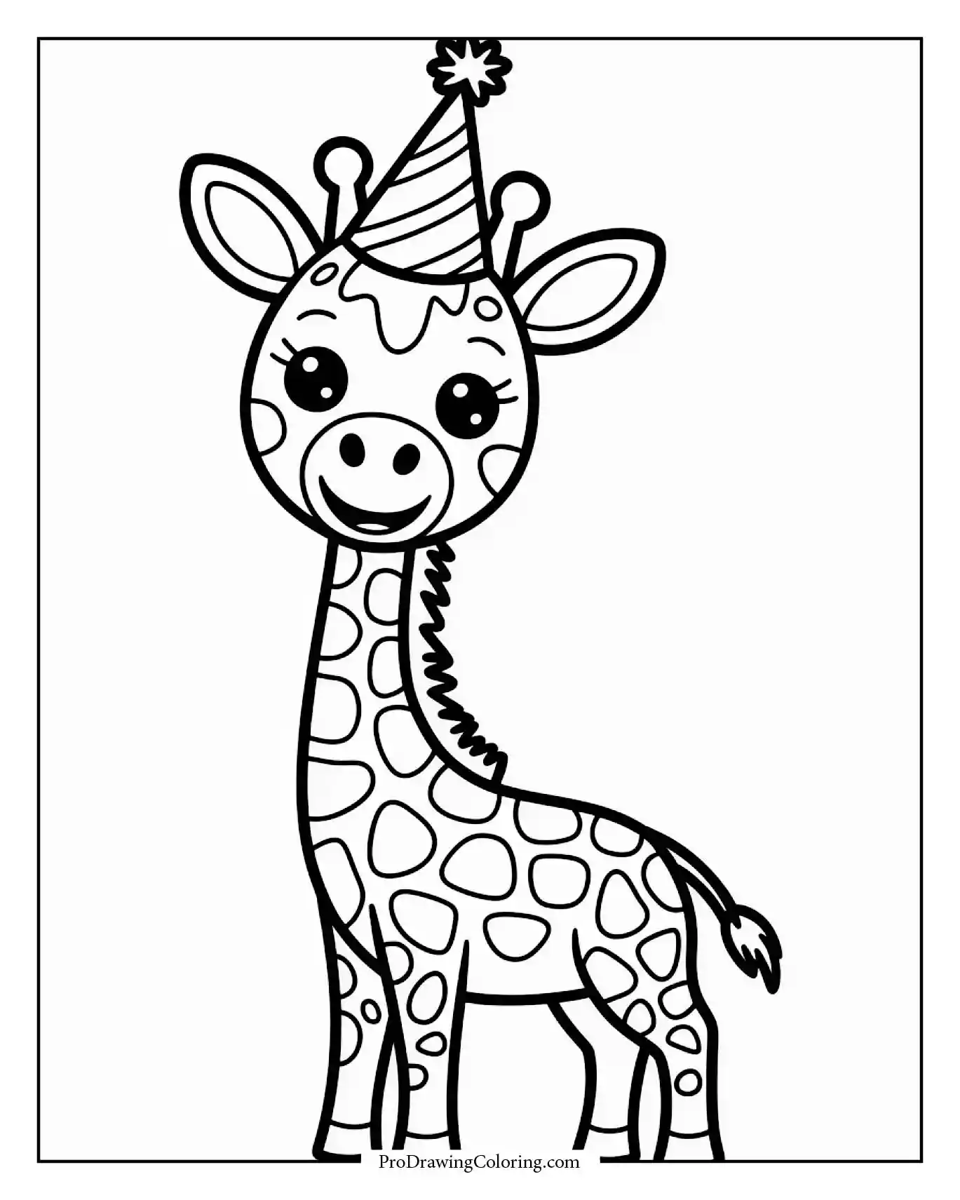 giraffe wearing party hat to print Funny giraffe wearing party hat, easy printable giraffe coloring page.