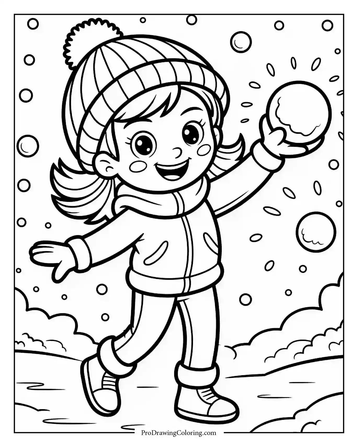 girl snowball fight winter Girl playing in winter snowball fight