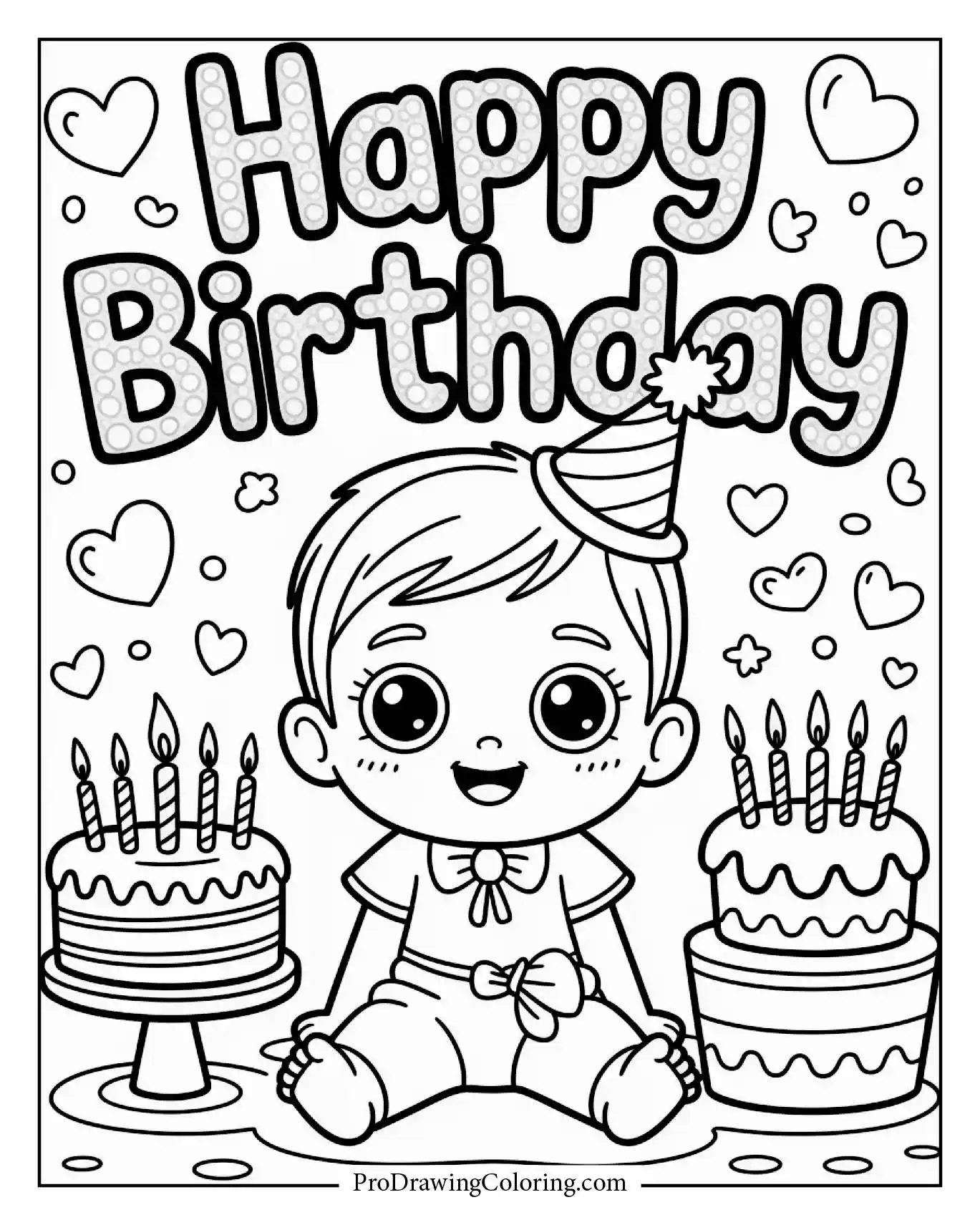 A creative baby birthday Happy Birthday scene with Fairy Dust Font, cheerful and detailed.
