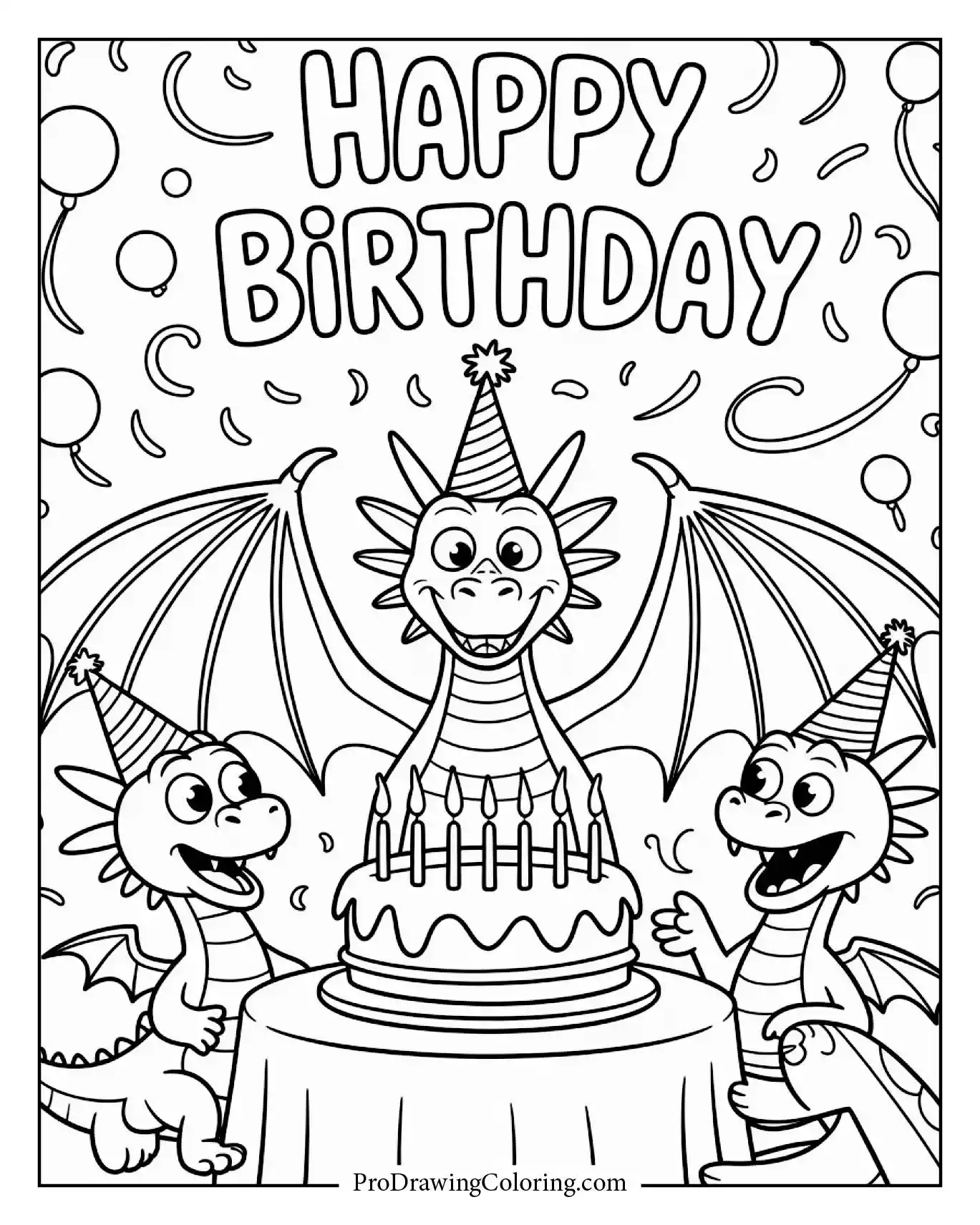 A dragon birthday celebration scene with a fantasy mood.