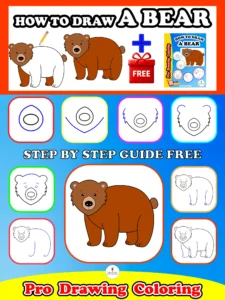 Bear final illustration showing a cute bear drawing result for this Pro Drawing Coloring lesson.