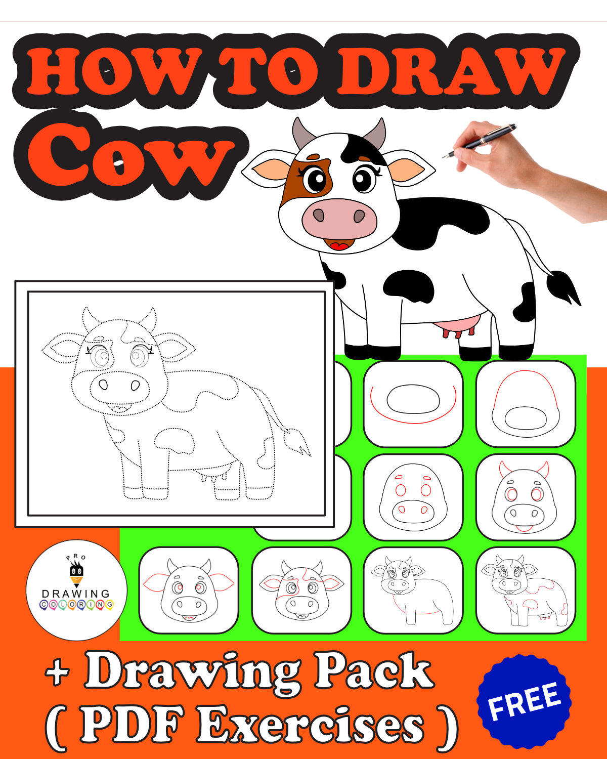 how to draw a cow drawing pack pdf