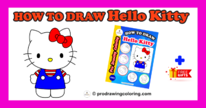 A complete guide on how to draw Hello Kitty step by step by Pro Drawing Coloring, featuring a finished cute character sketch with a red bow.