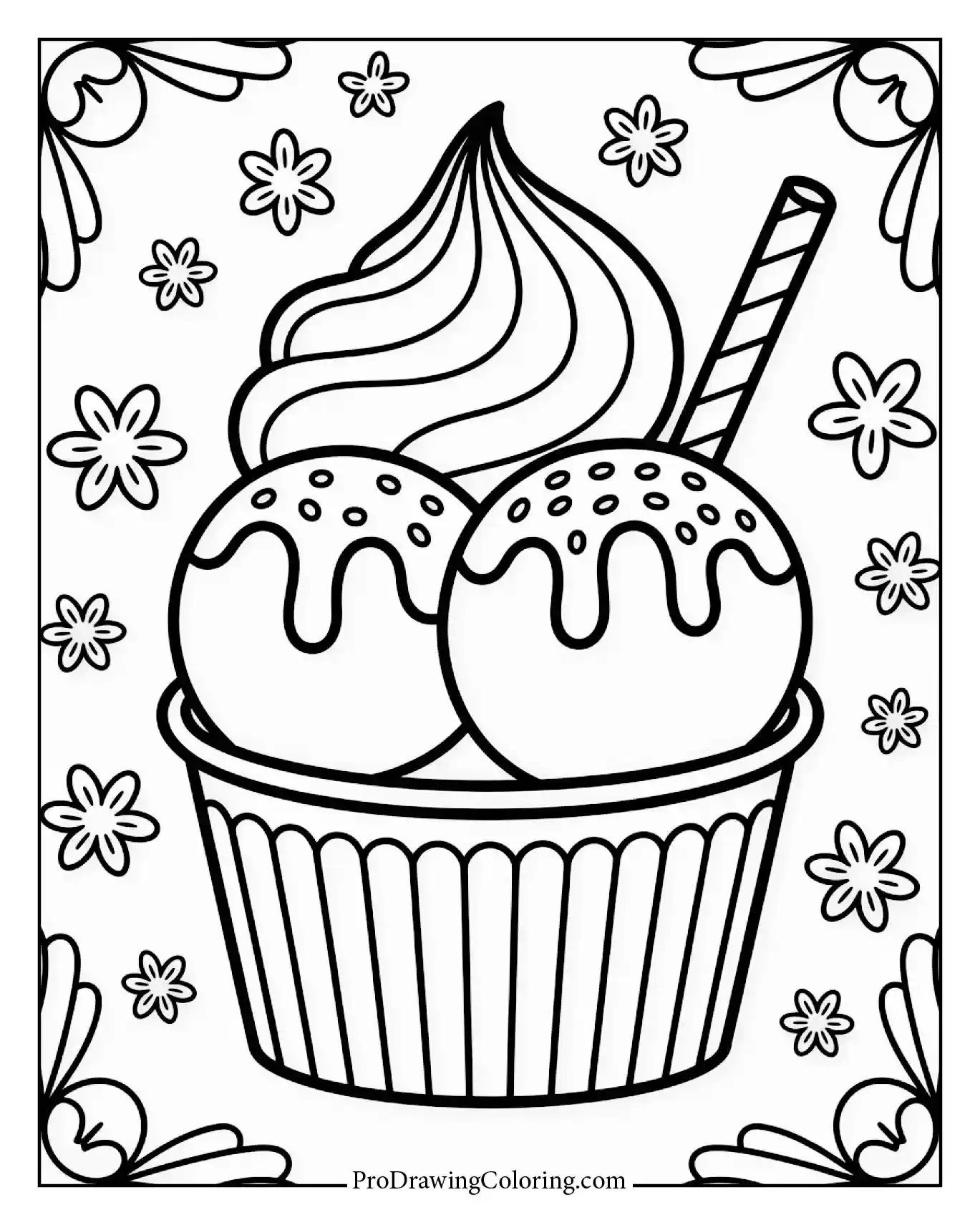 Enjoy this ice cream in a cup on an ice cream coloring page for all ages