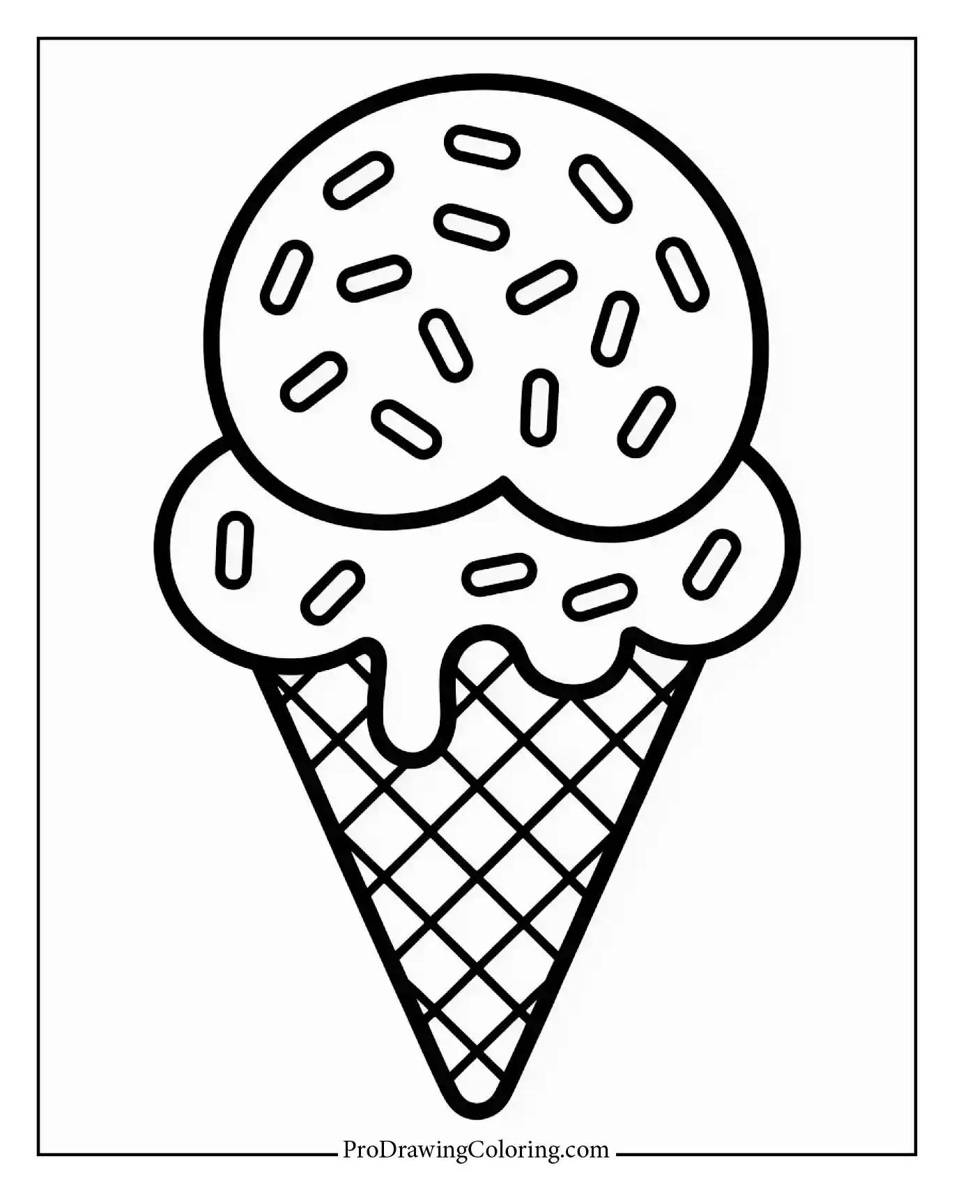 Ice Cream with Sprinkles illustration as a creative ice cream picture to color