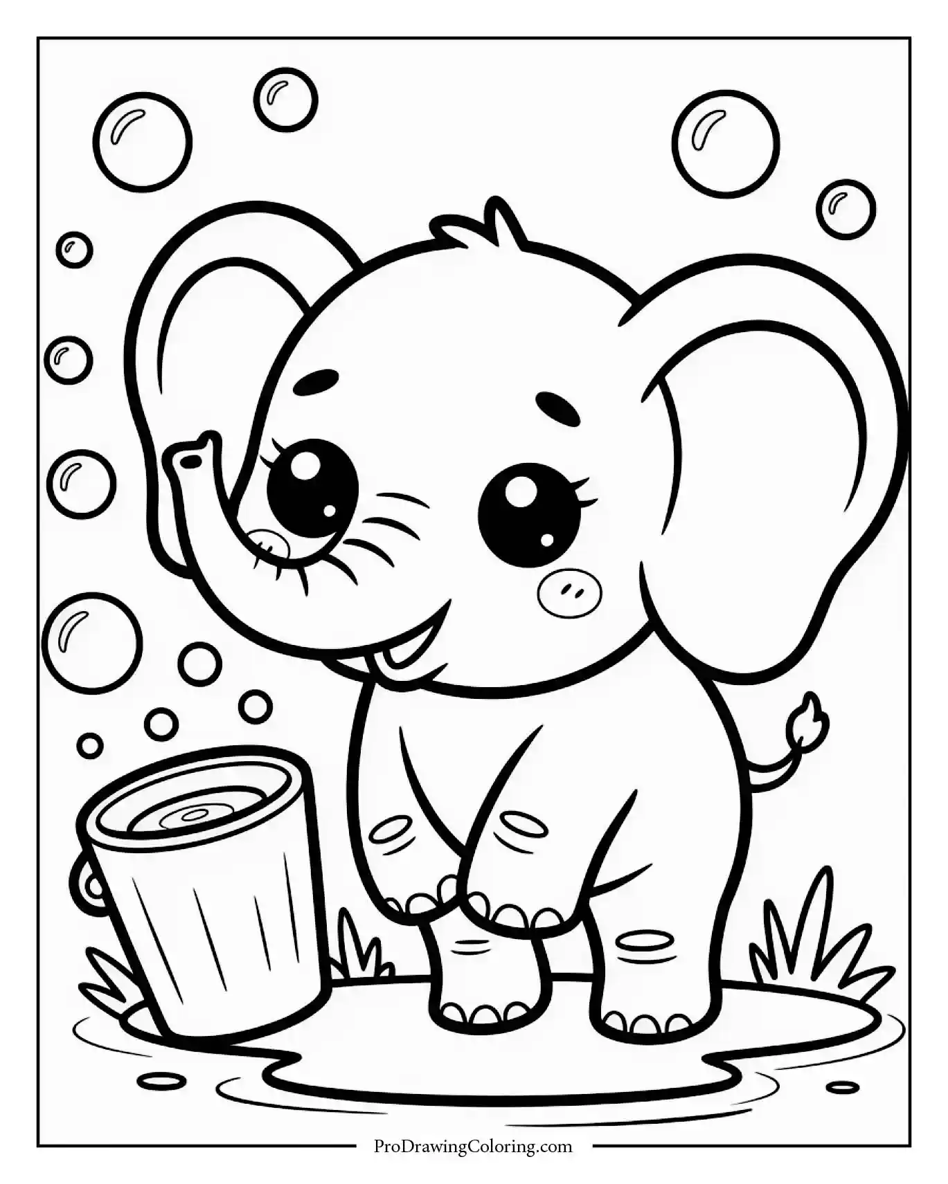 kawaii elephant blowing bubbles Joyful elephant blowing bubbles with its trunk