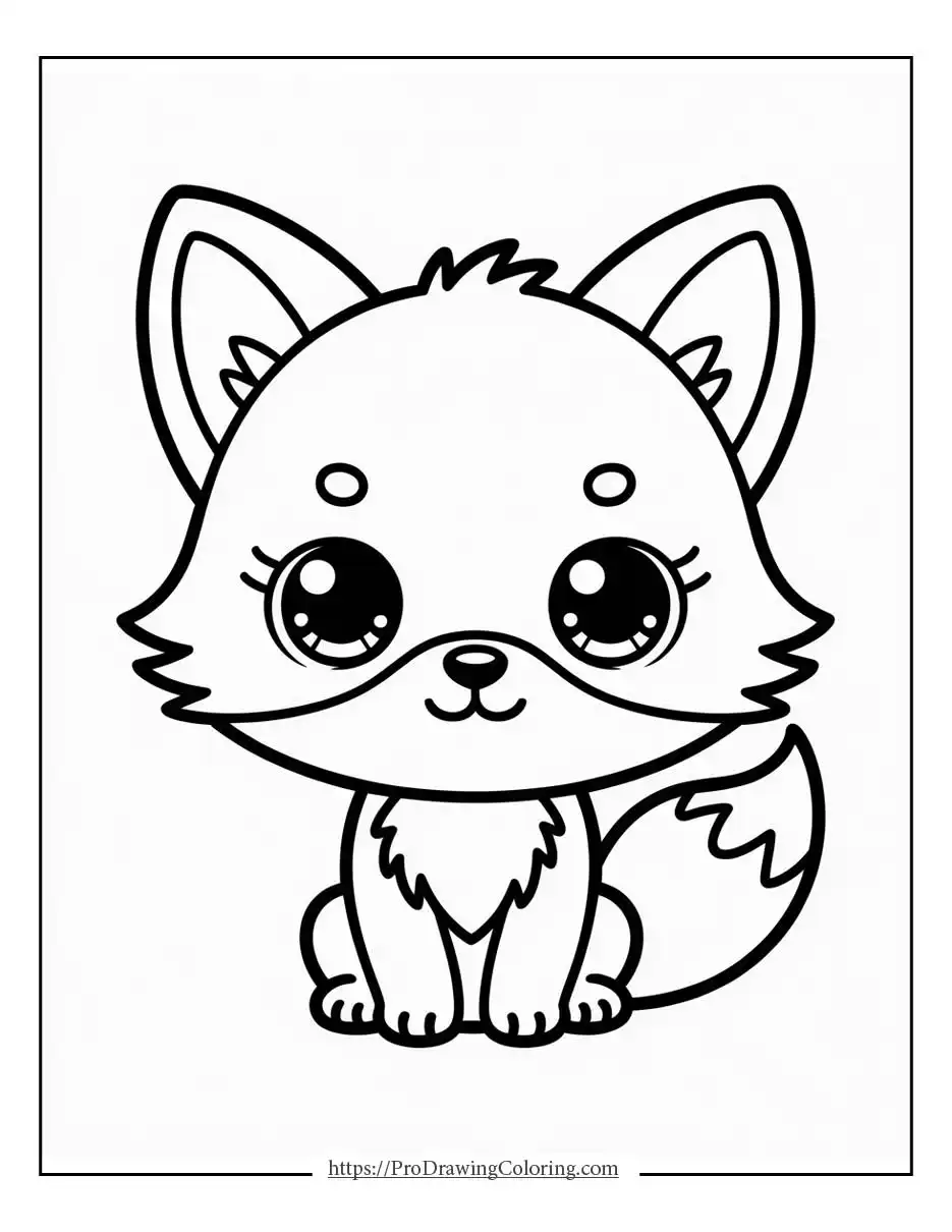 Kawaii fox coloring page, cute printable fox coloring pages for kids