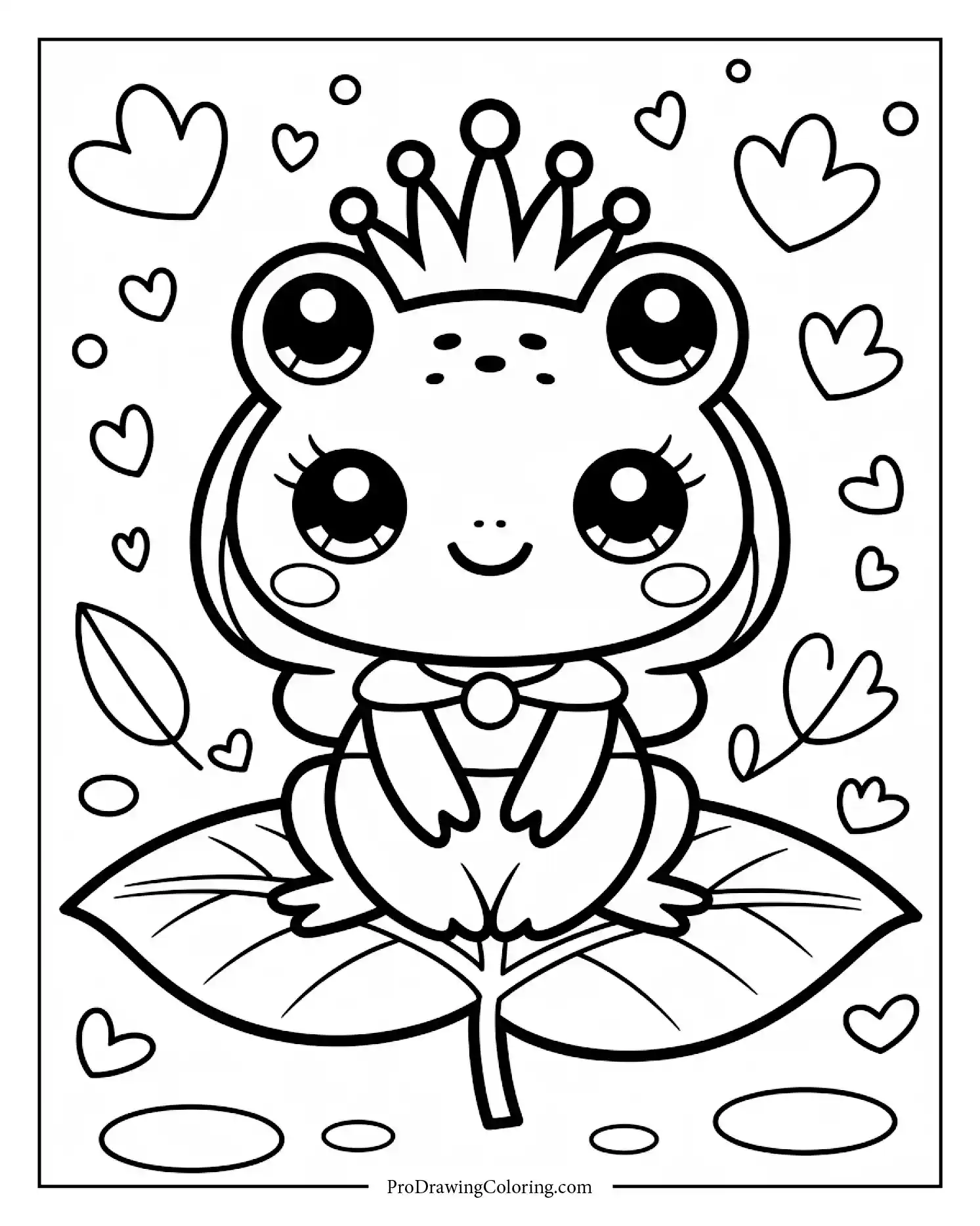 Smiling frog princess with sparkly eyes and a cute crown