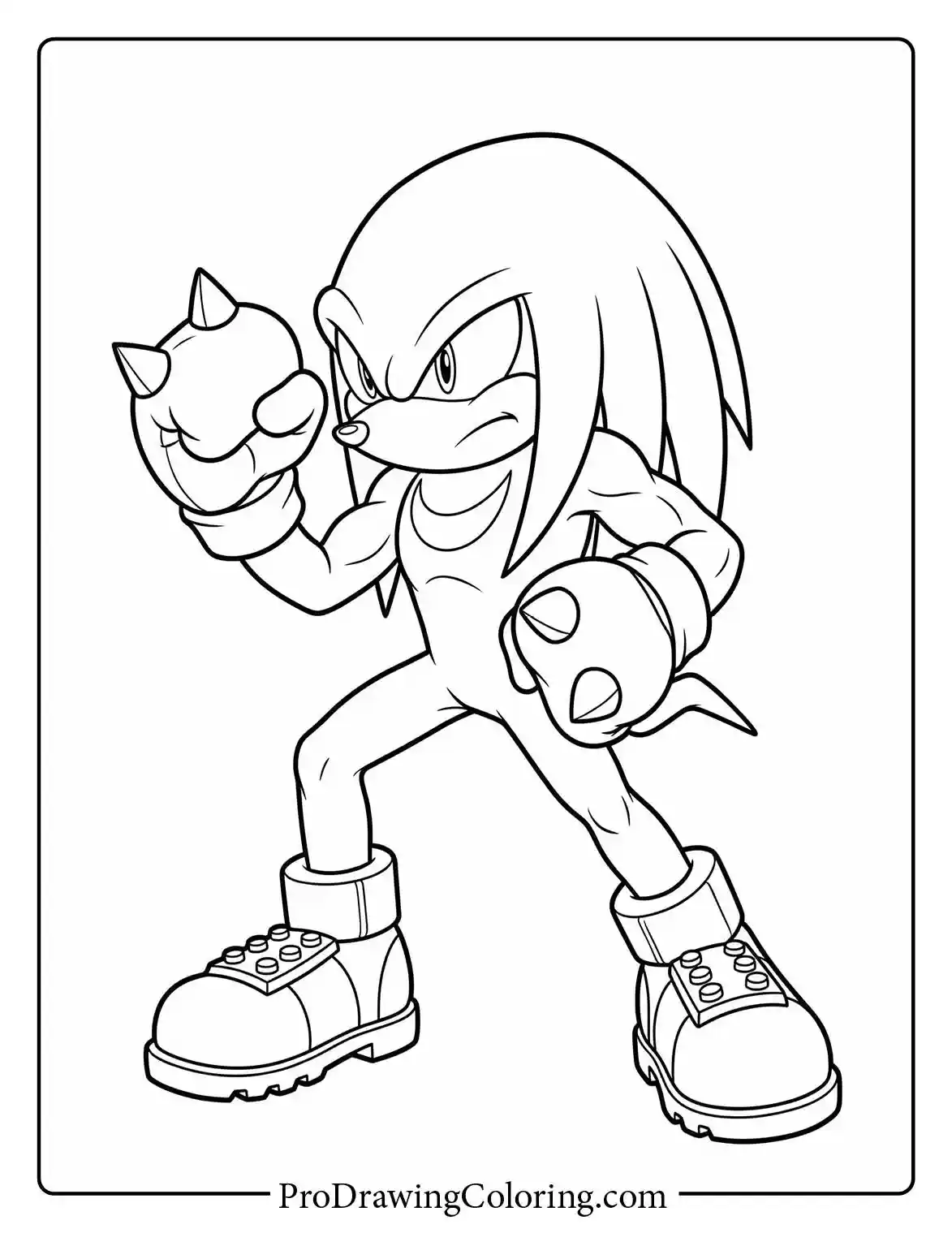 Knuckles getting ready for battle with his spiked fists raised in a strong action pose.