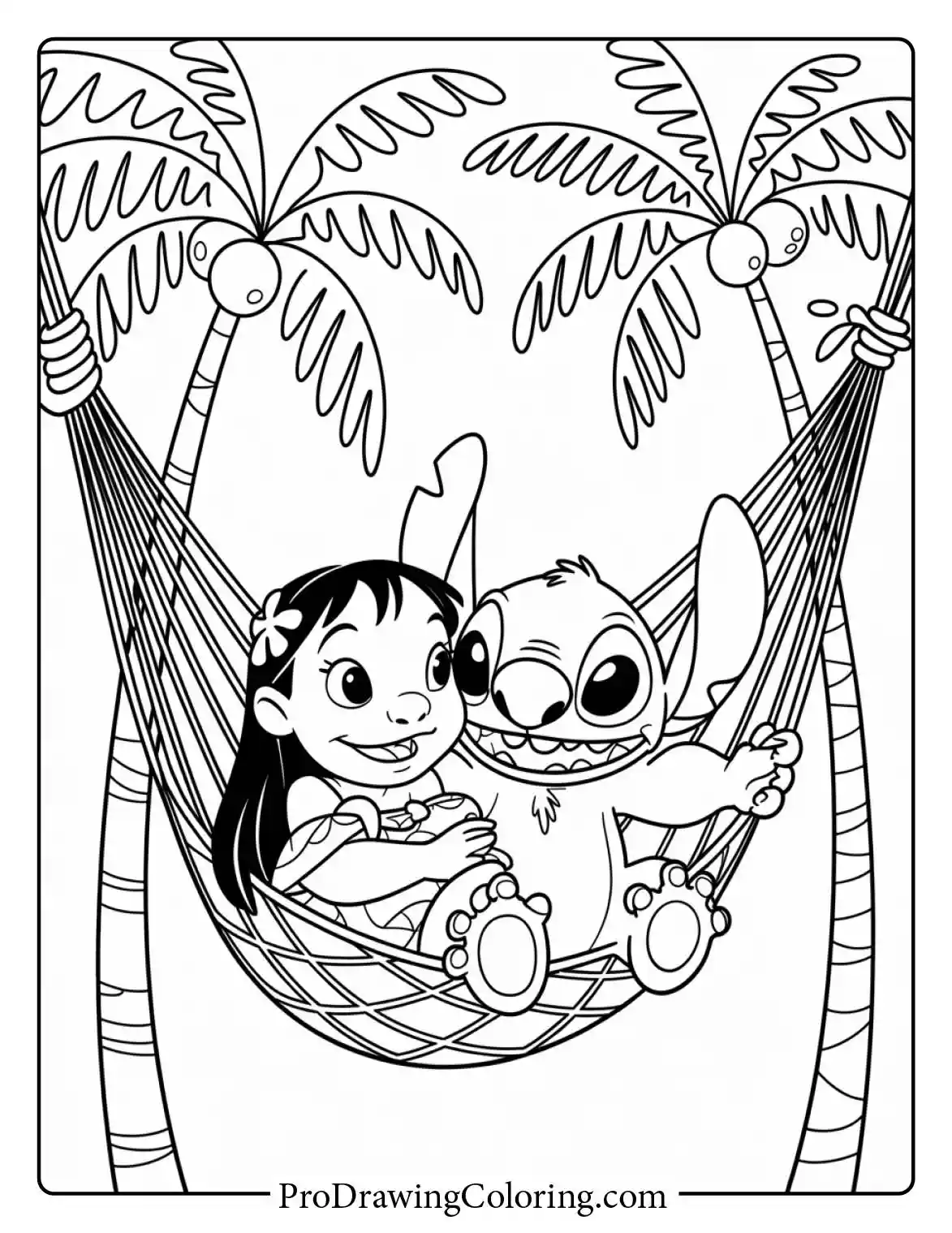 Relaxing black and white design showing them in a hammock on the summer beach.