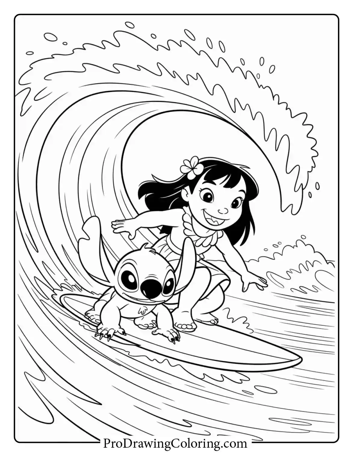 Exciting outline of the characters enjoying a summer surf on the beach.