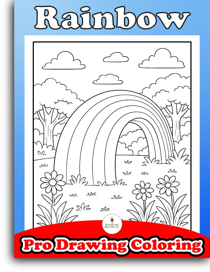 A rainbow over fluffy clouds, these coloring pages are an easy free printable to print and cut for toddlers.
