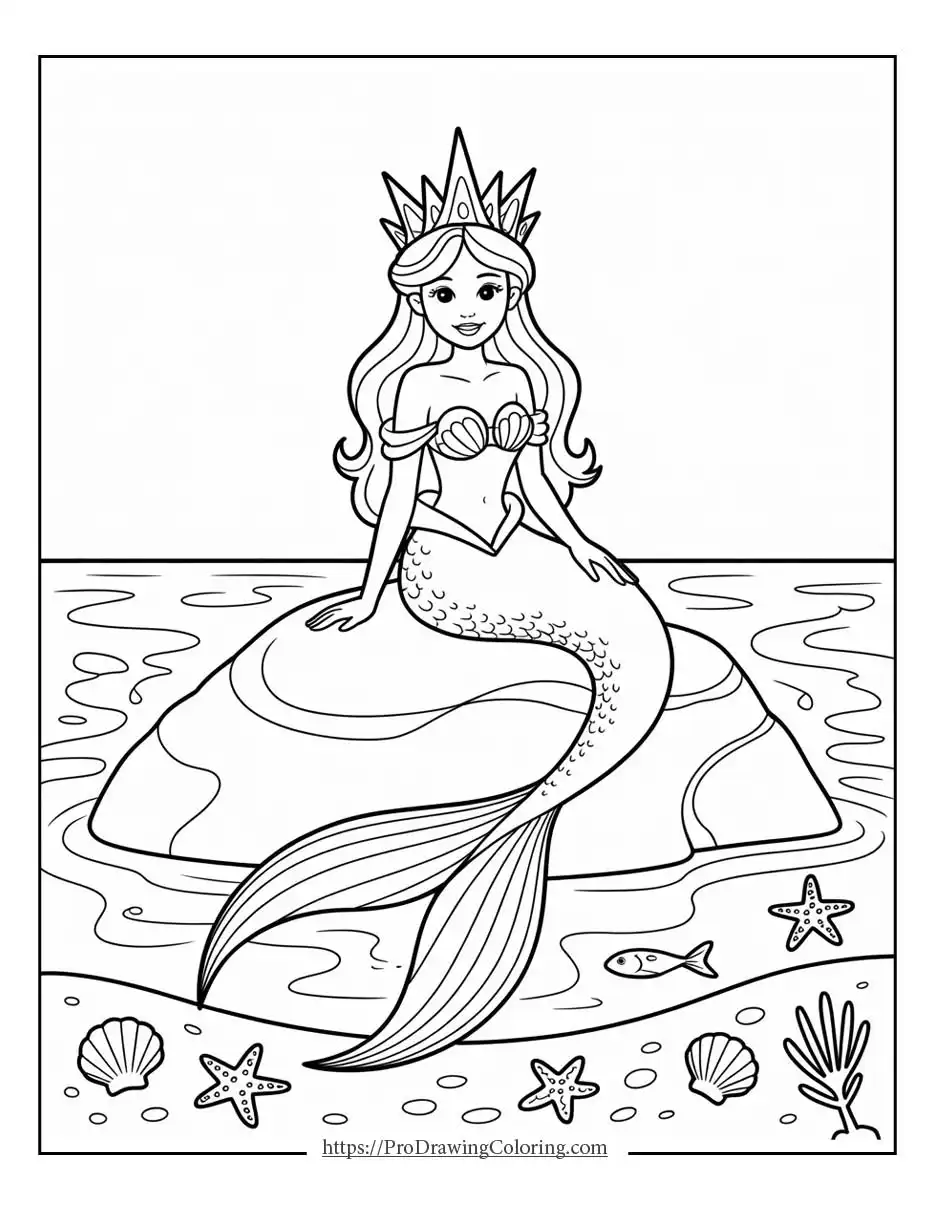 a mermaid princess sitting on a rock in the ocean